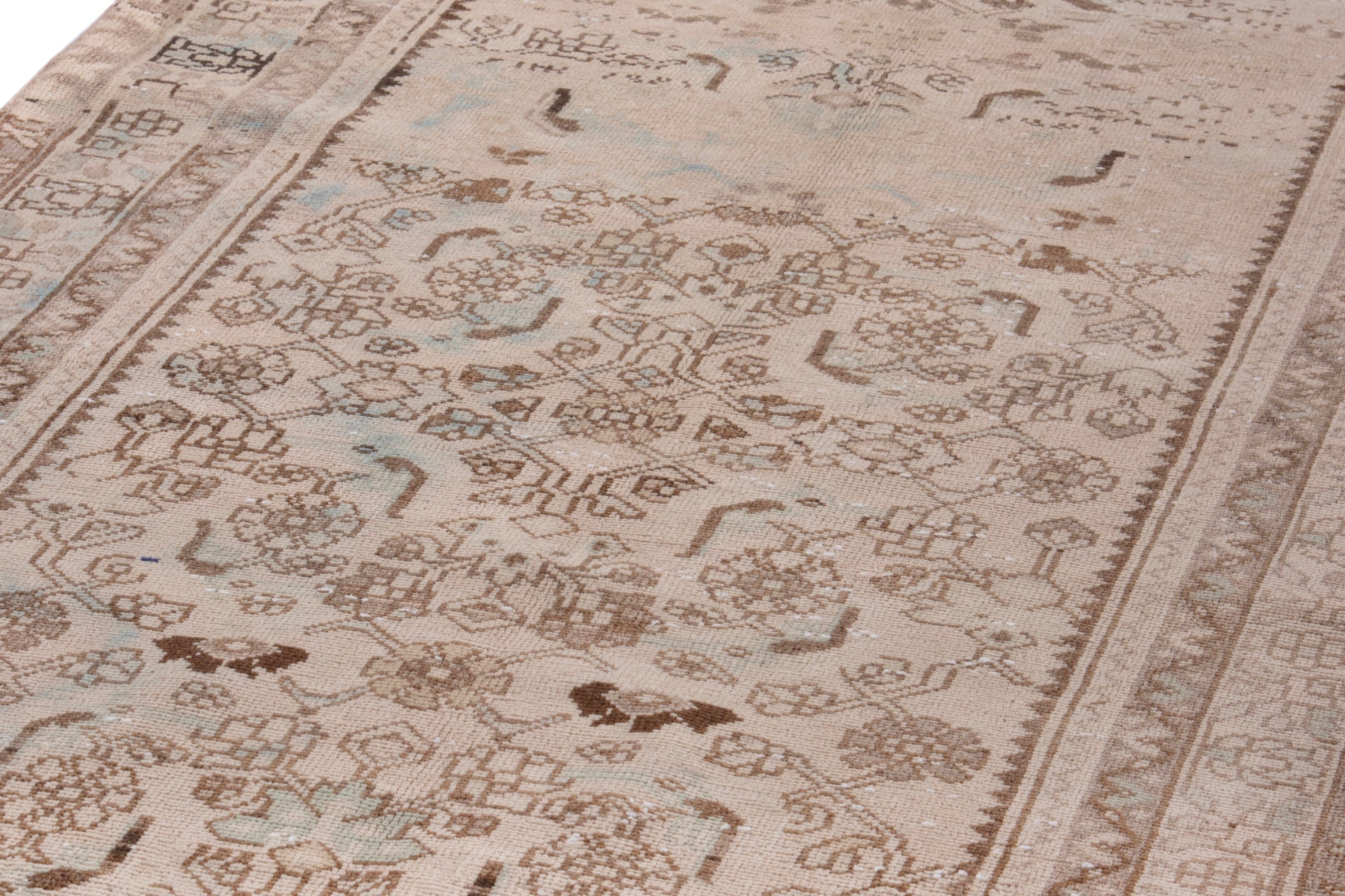 Persian Zanjan runner rug in taupe and cream, view 9 of 20