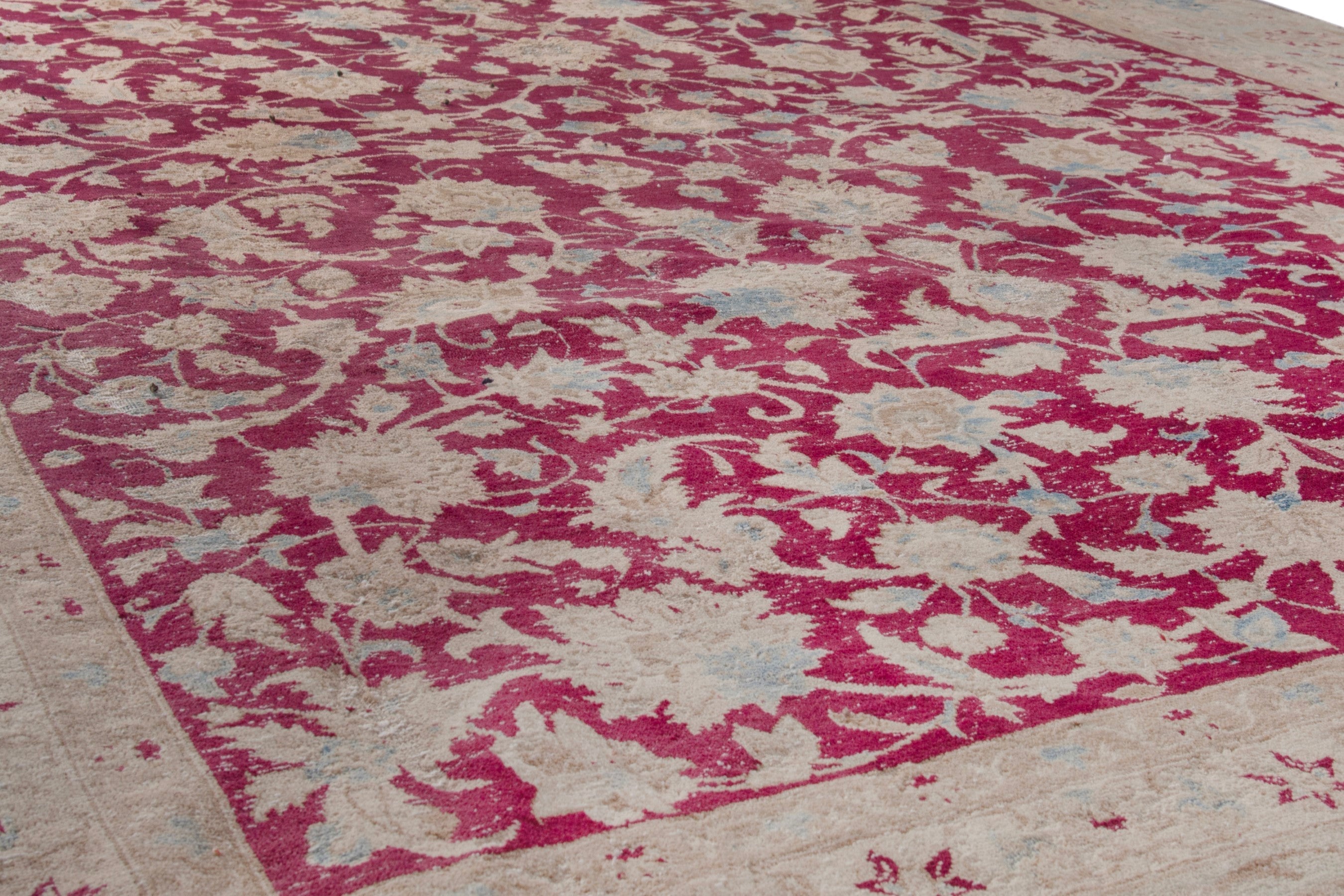 Persian Yazd oversized rug in beige and burgundy, view 10 of 19