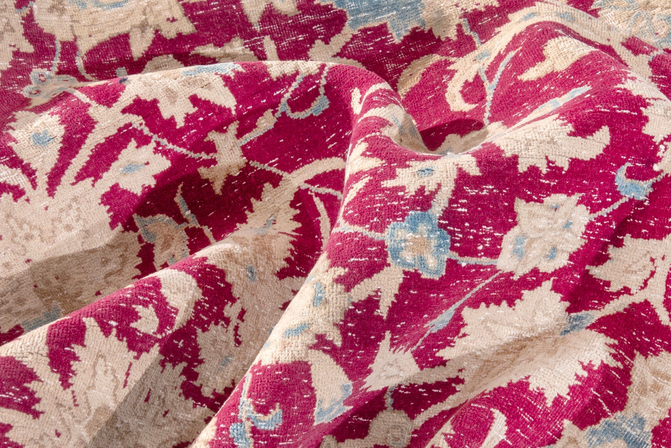 Persian Yazd oversized rug in beige and burgundy, view 15 of 19