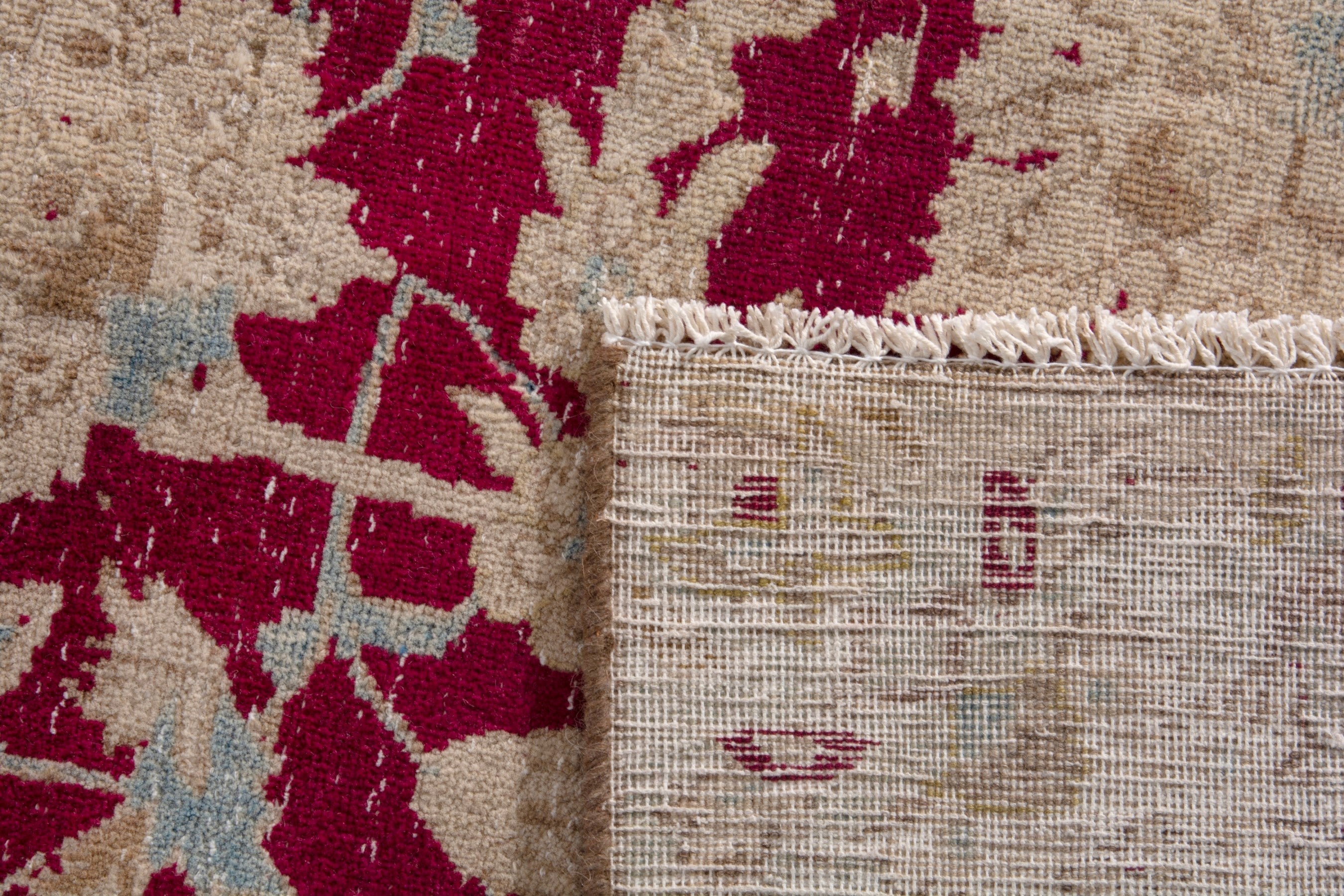 Persian Yazd oversized rug in beige and burgundy, view 19 of 19