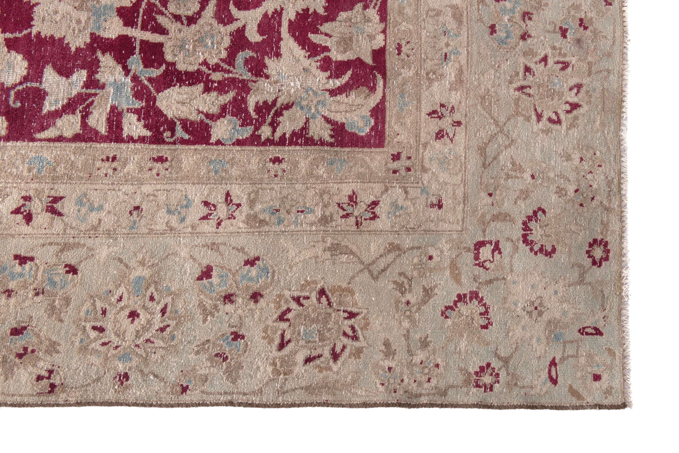 Persian Yazd oversized rug in beige and burgundy, view 5 of 19