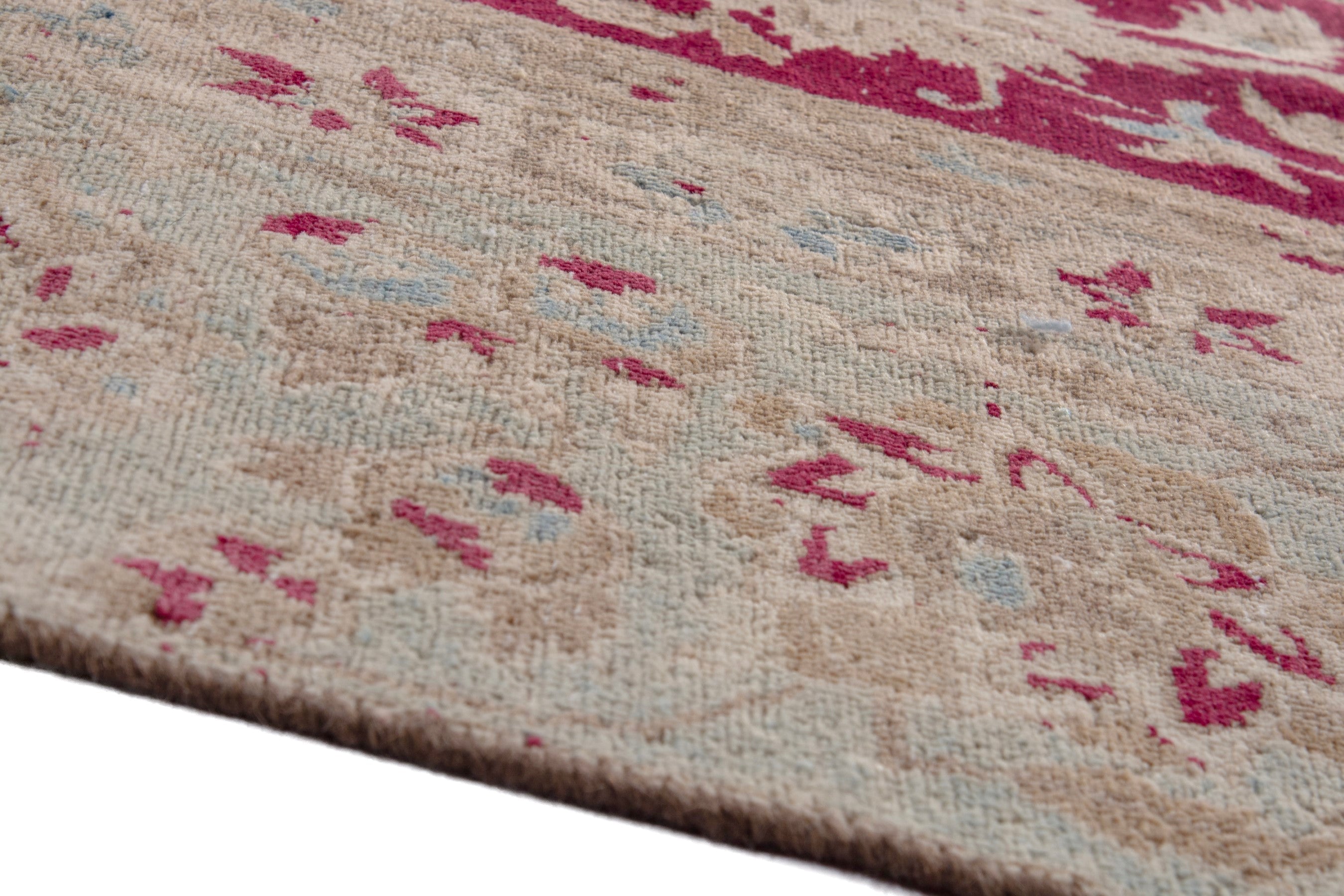 Persian Yazd oversized rug in beige and burgundy, view 8 of 19