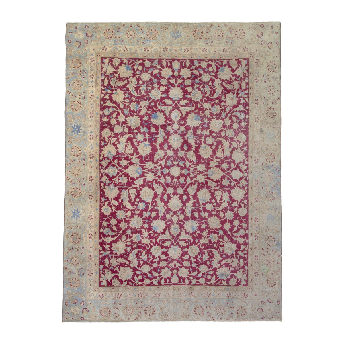 Persian Yazd oversized rug in beige and burgundy, 8'10" x 12'4"