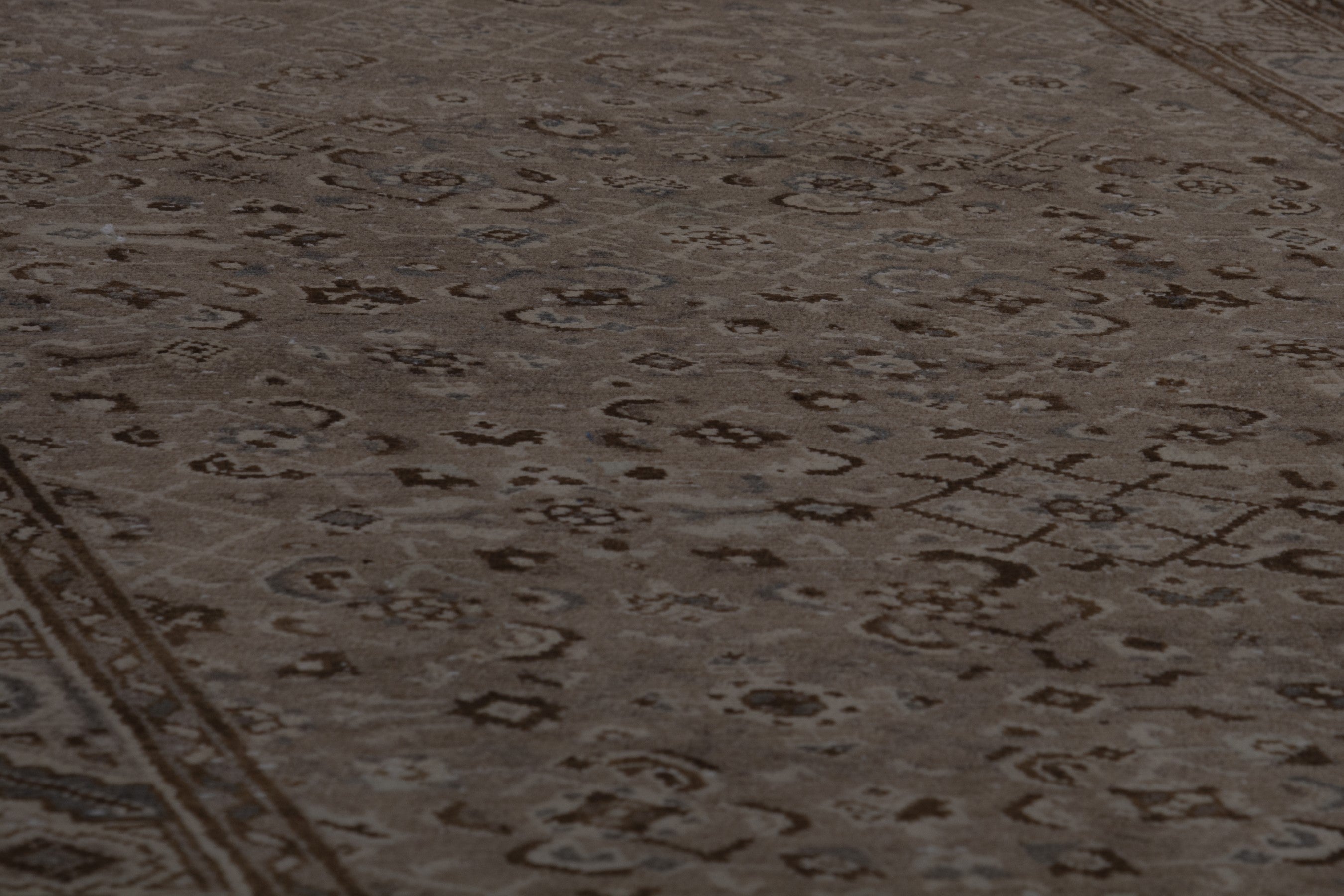 Persian Hamedan runner rug in smoke and greige, view 10 of 17