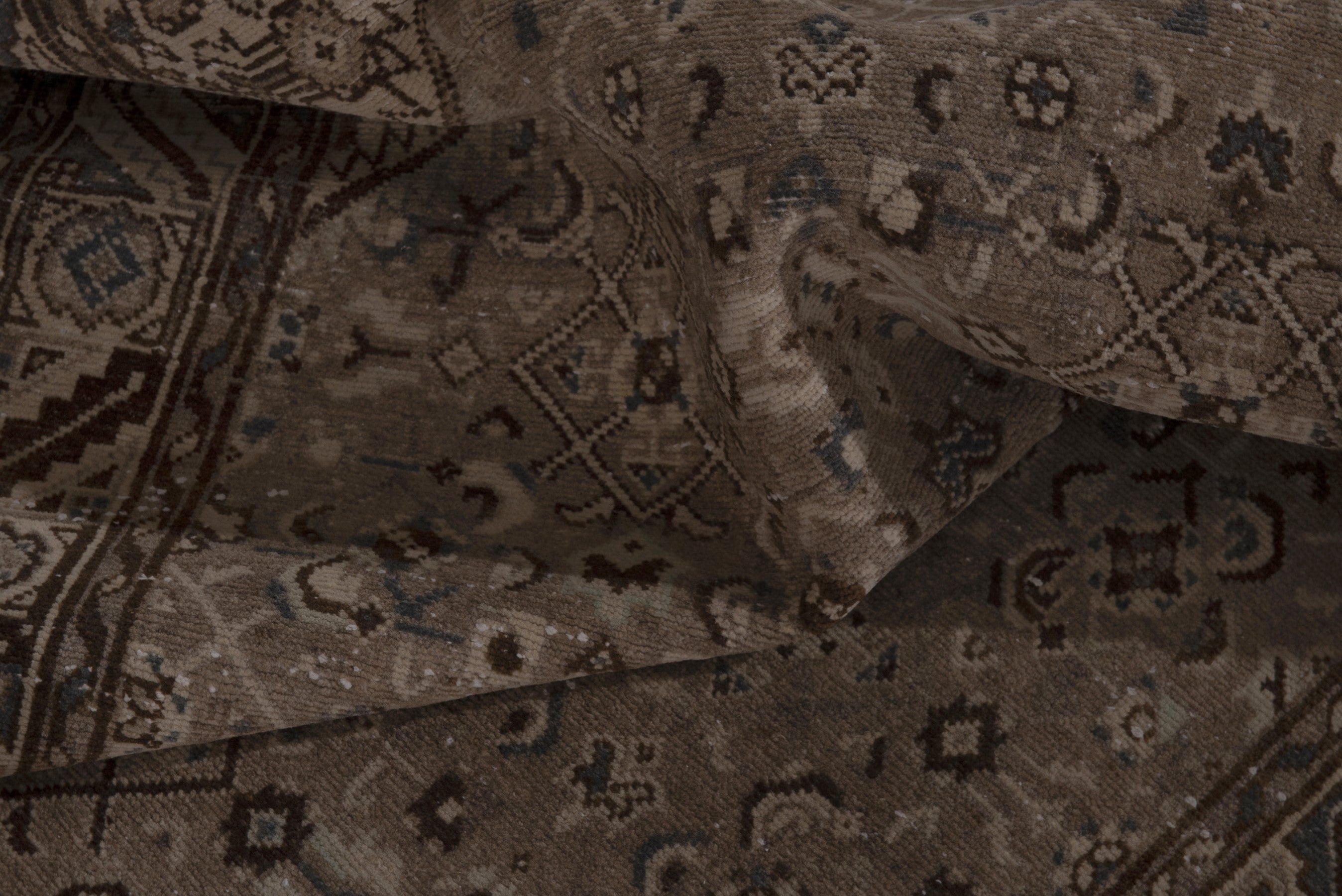 Persian Hamedan runner rug in smoke and greige, view 14 of 17