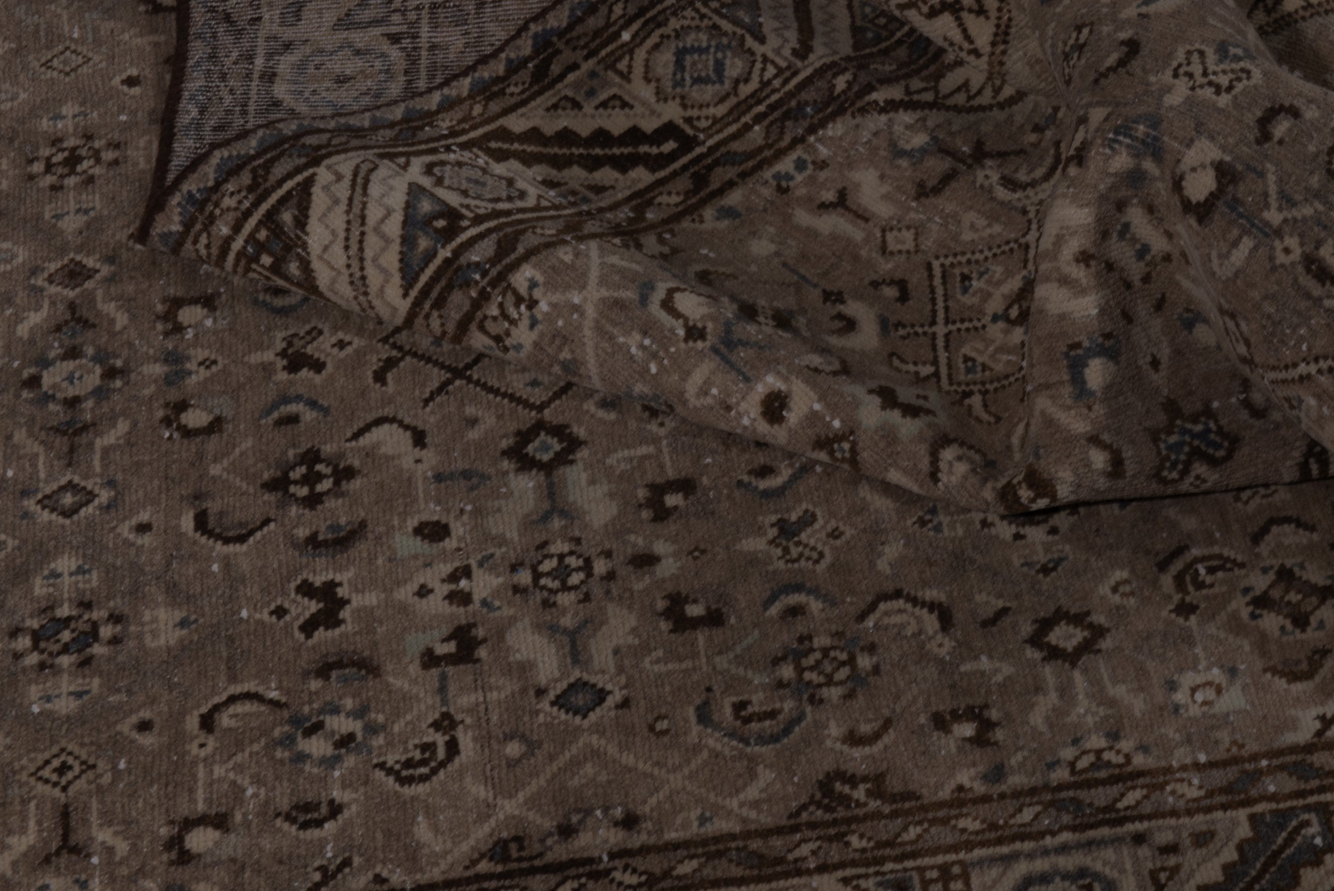Persian Hamedan runner rug in smoke and greige, view 15 of 17
