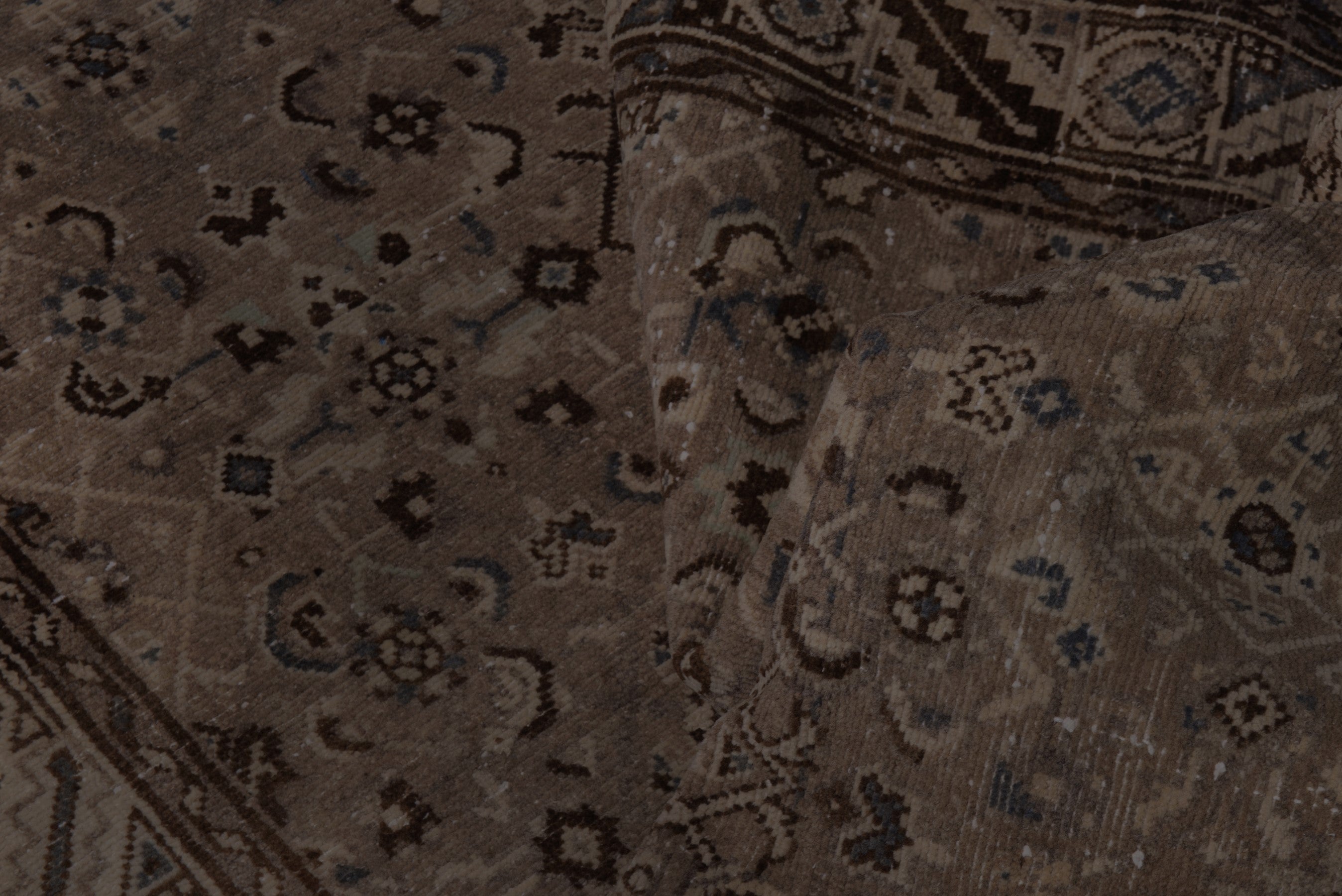 Persian Hamedan runner rug in smoke and greige, view 16 of 17