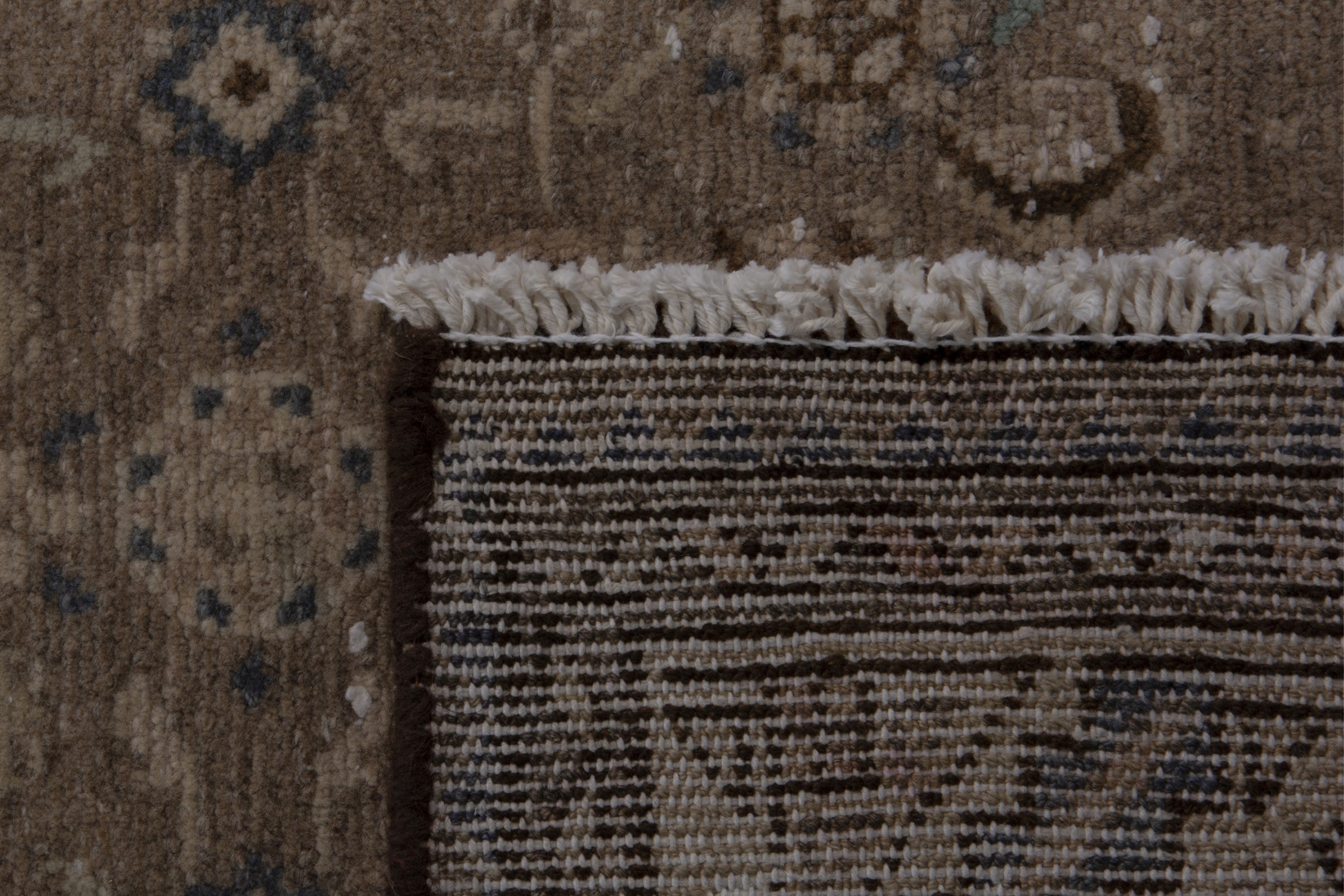 Persian Hamedan runner rug in smoke and greige, view 17 of 17