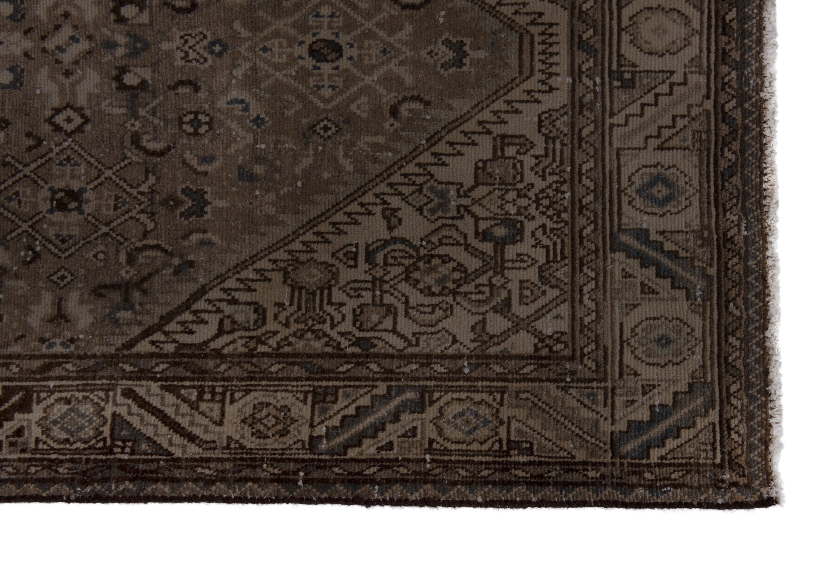 Persian Hamedan runner rug in smoke and greige, view 5 of 17