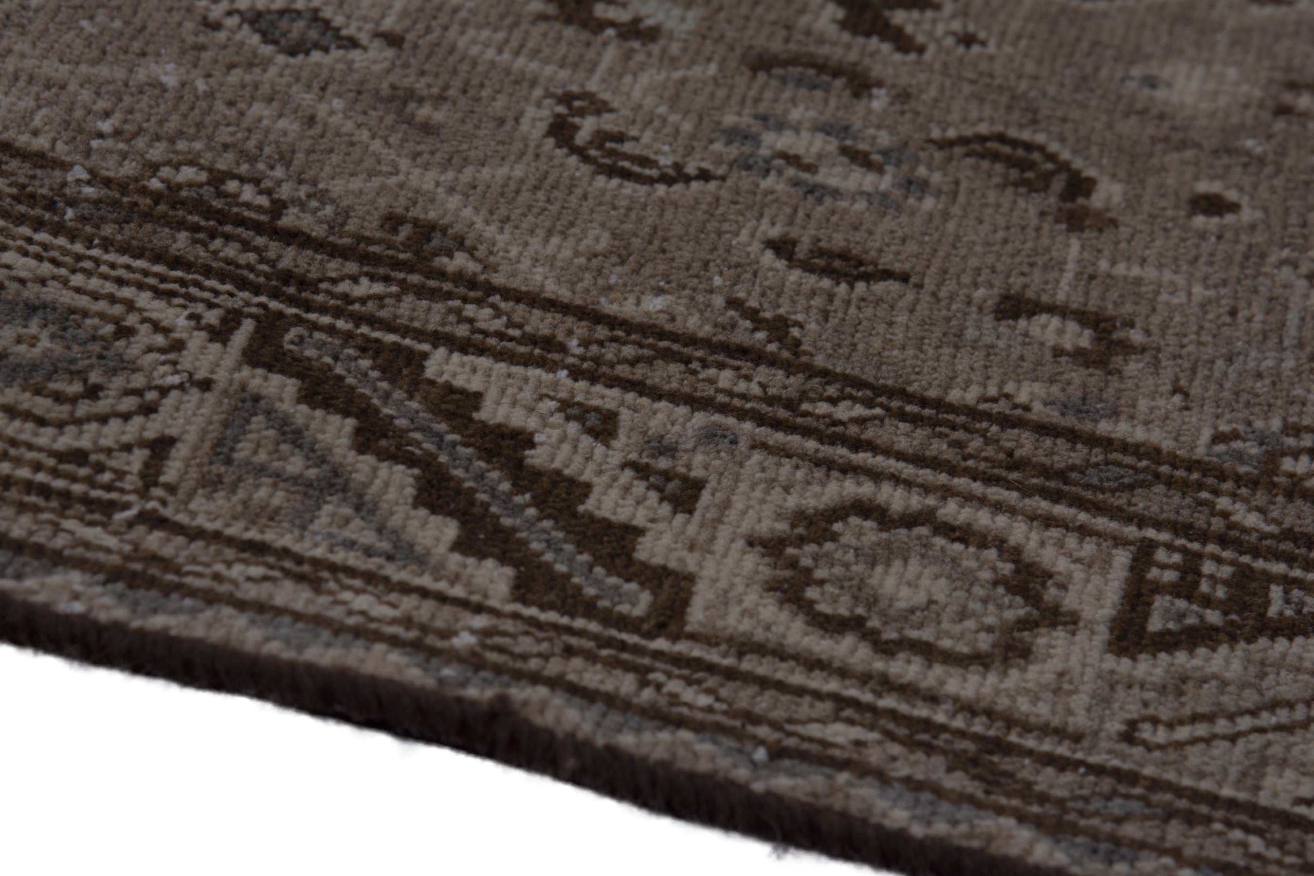 Persian Hamedan runner rug in smoke and greige, view 8 of 17