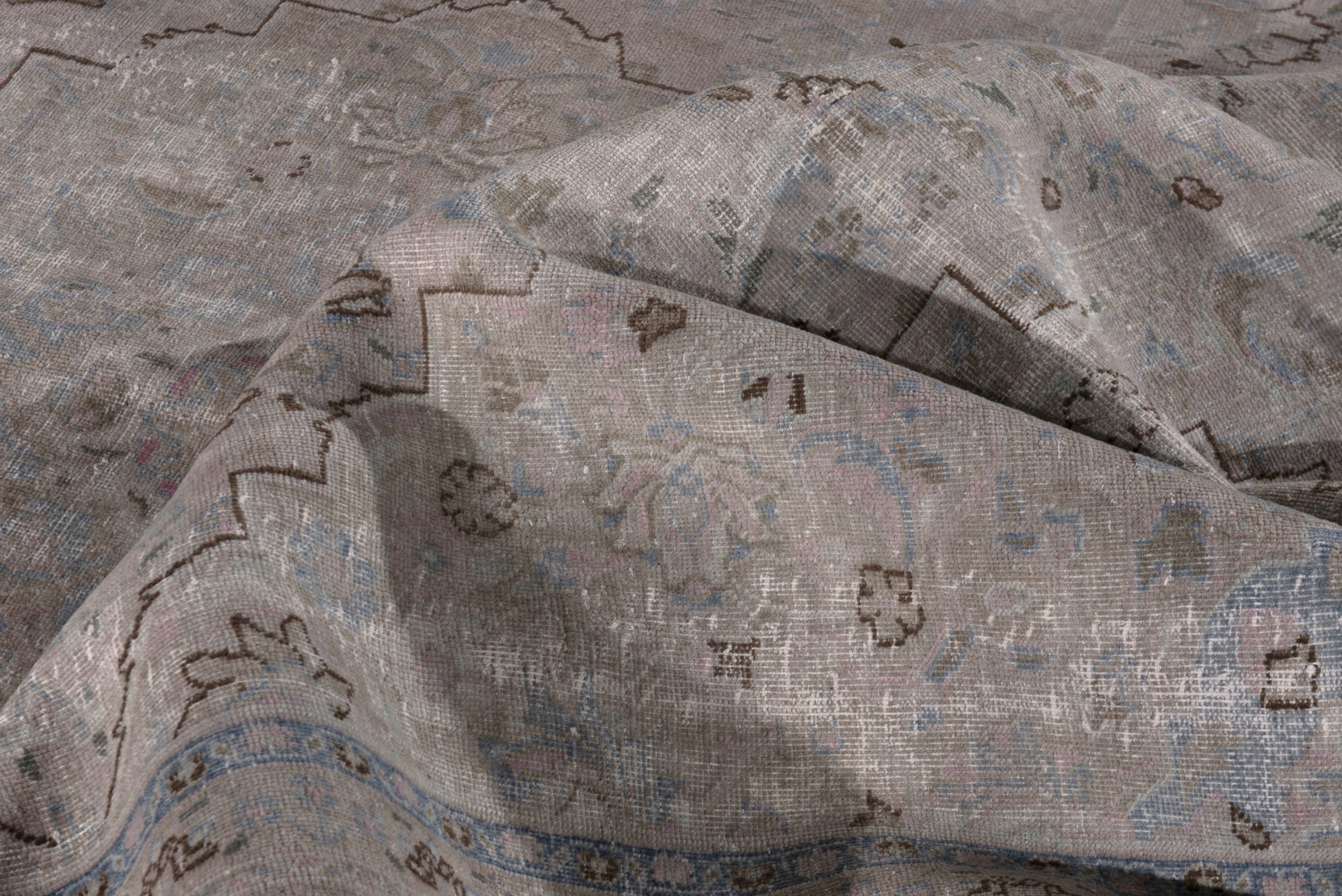 Persian Sabzevar oversized rug in greige and dusty rose, view 16 of 18