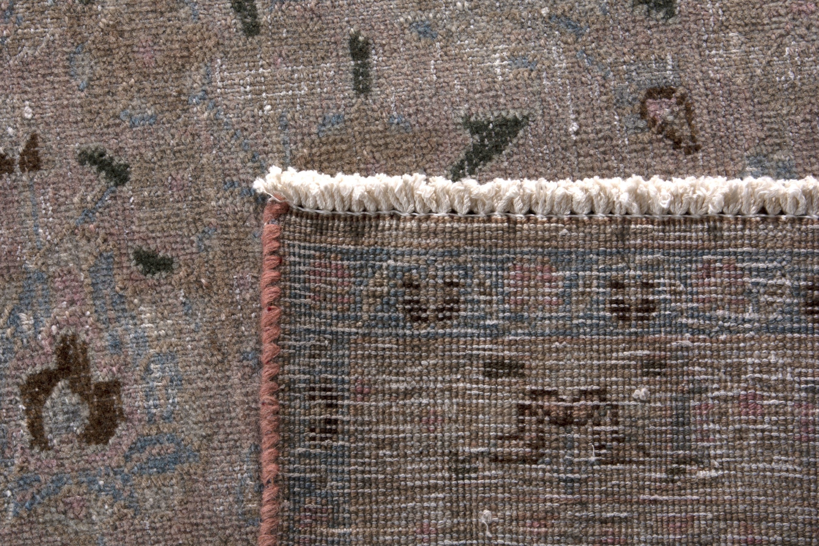 Persian Sabzevar oversized rug in greige and dusty rose, view 18 of 18
