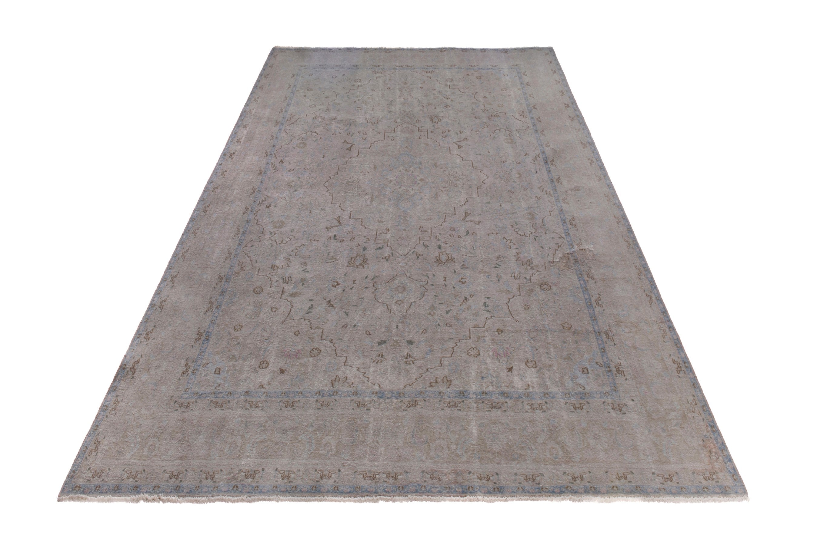 Persian Sabzevar oversized rug in greige and dusty rose, view 2 of 18