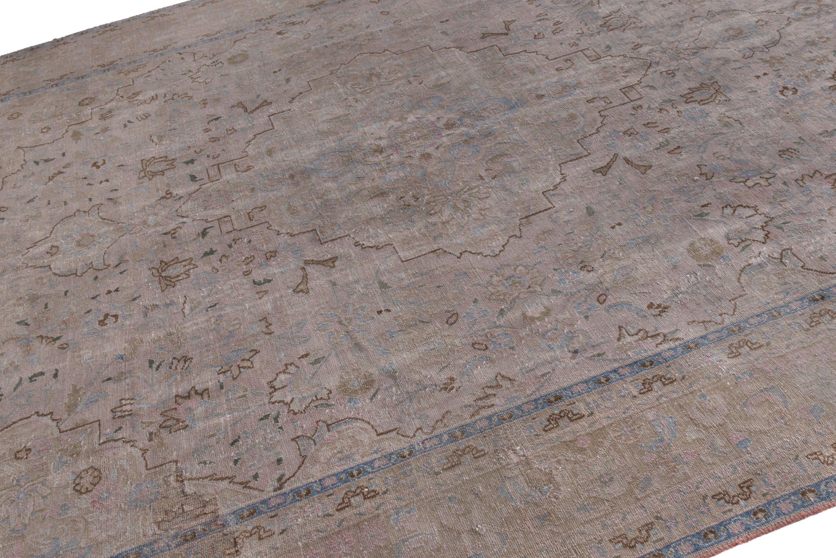 Persian Sabzevar oversized rug in greige and dusty rose, view 6 of 18