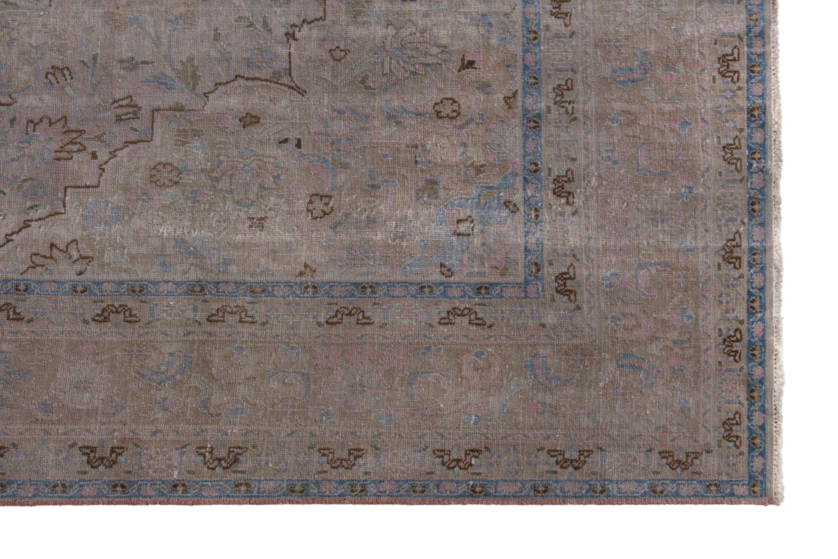 Persian Sabzevar oversized rug in greige and dusty rose, view 5 of 18