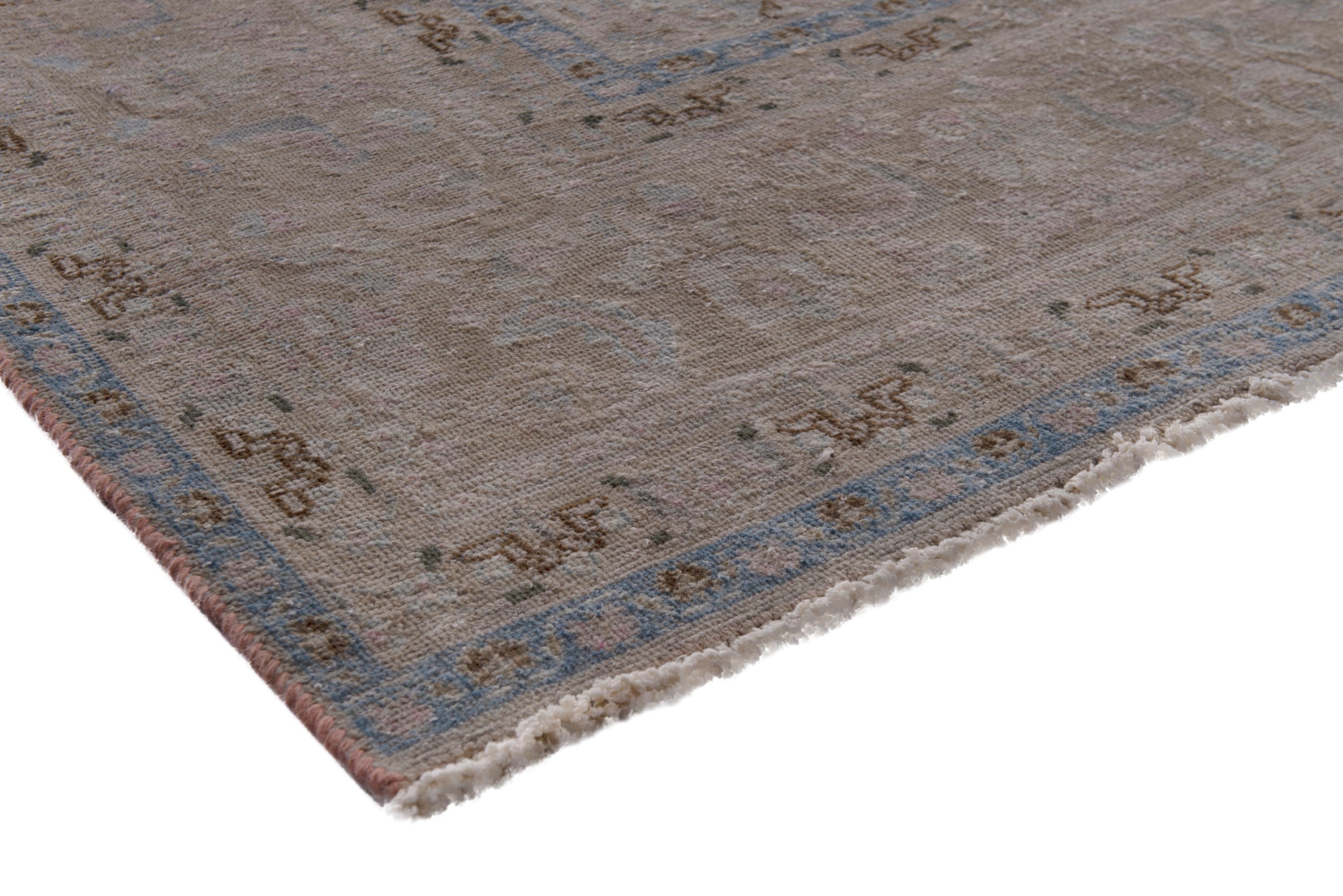 Persian Sabzevar oversized rug in greige and dusty rose, view 4 of 18