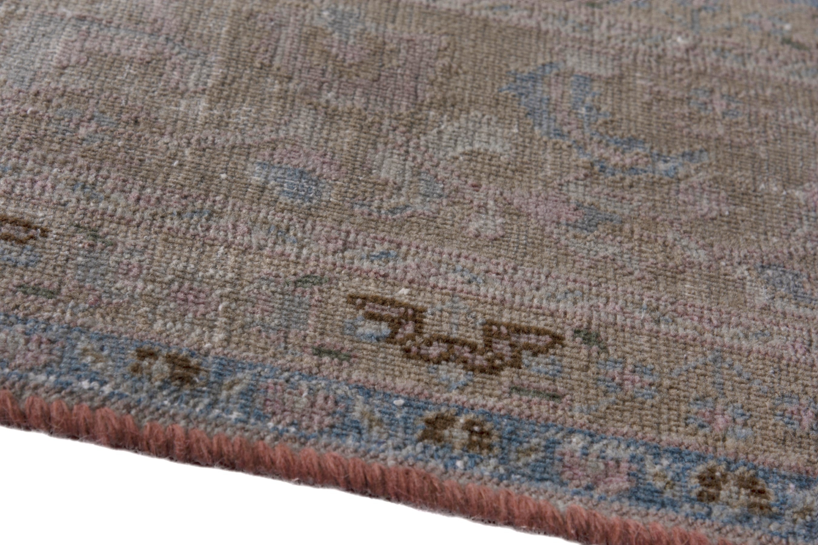 Persian Sabzevar oversized rug in greige and dusty rose, view 8 of 18