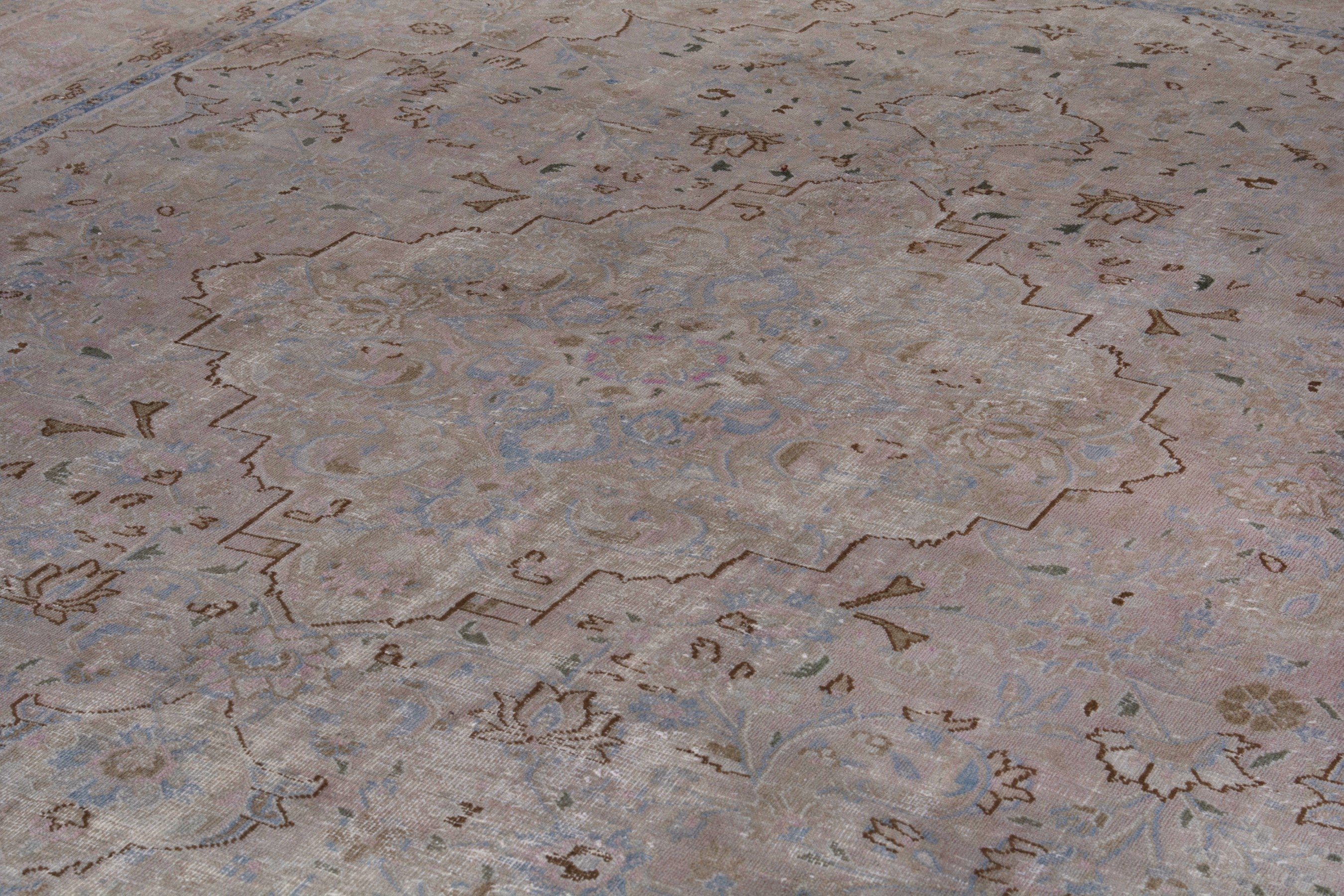 Persian Sabzevar oversized rug in greige and dusty rose, view 9 of 18