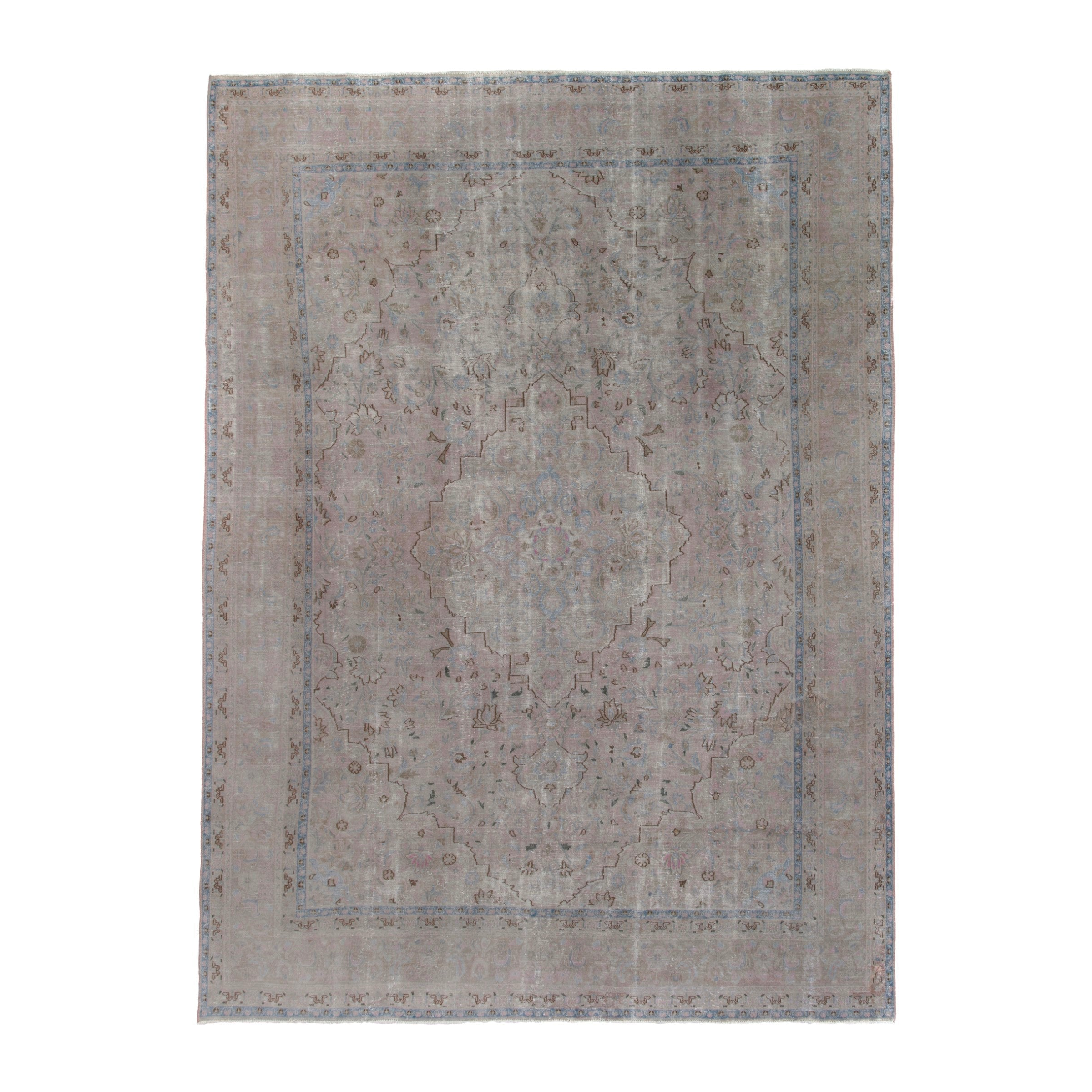 Persian Sabzevar oversized rug in greige and dusty rose, 9'5" x 12'8"