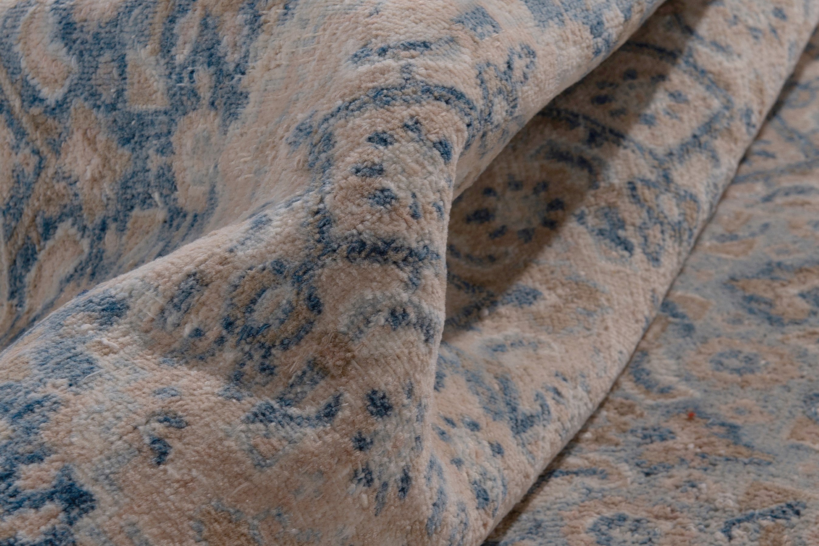 Persian Birjand area rug in cream and dark blue, view 15 of 19