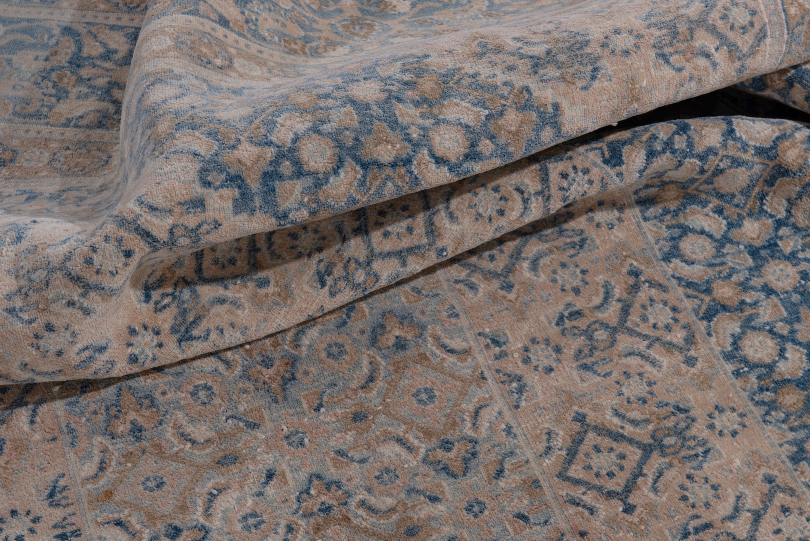 Persian Birjand area rug in cream and dark blue, view 18 of 19