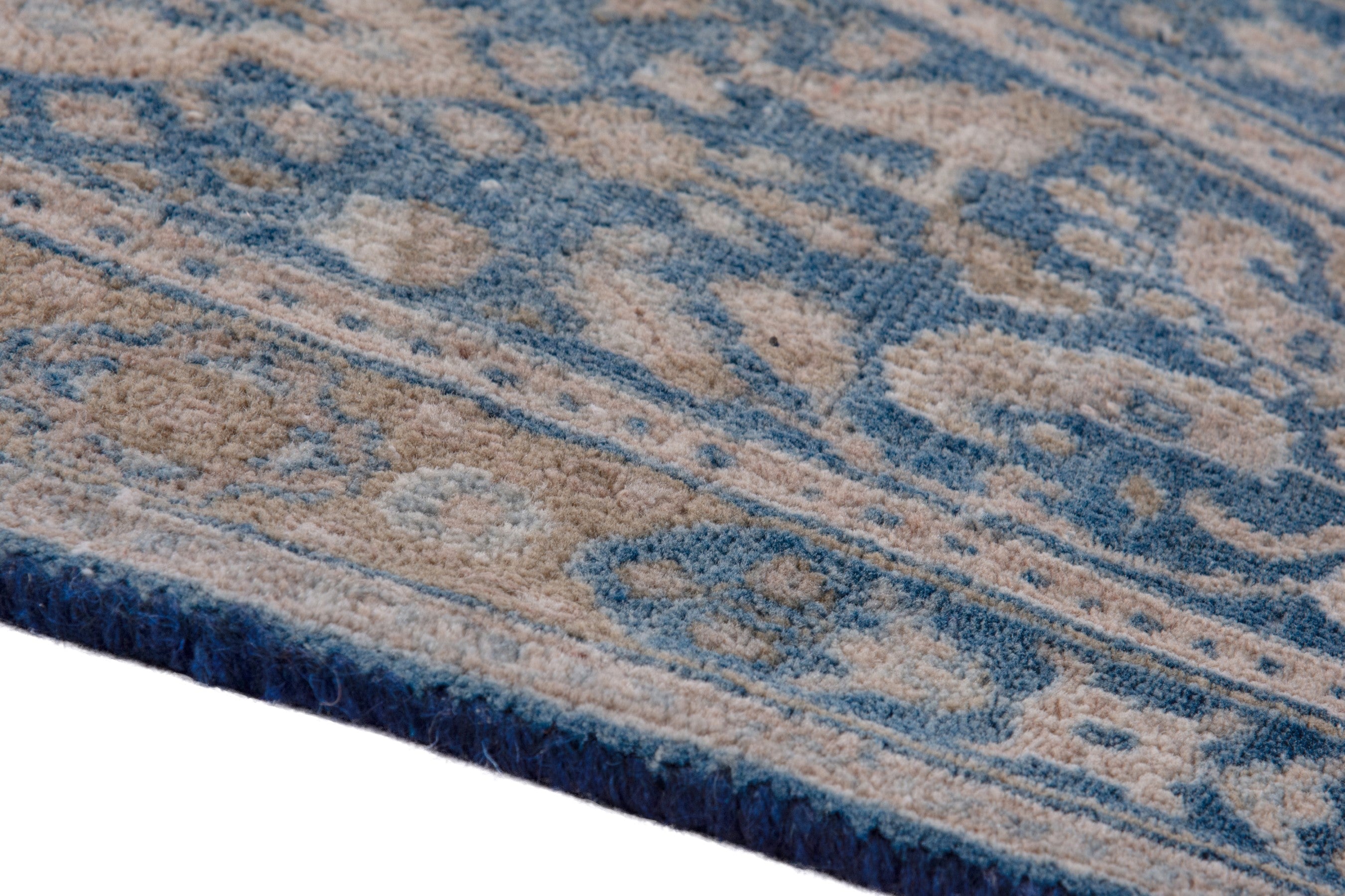 Persian Birjand area rug in cream and dark blue, view 8 of 19