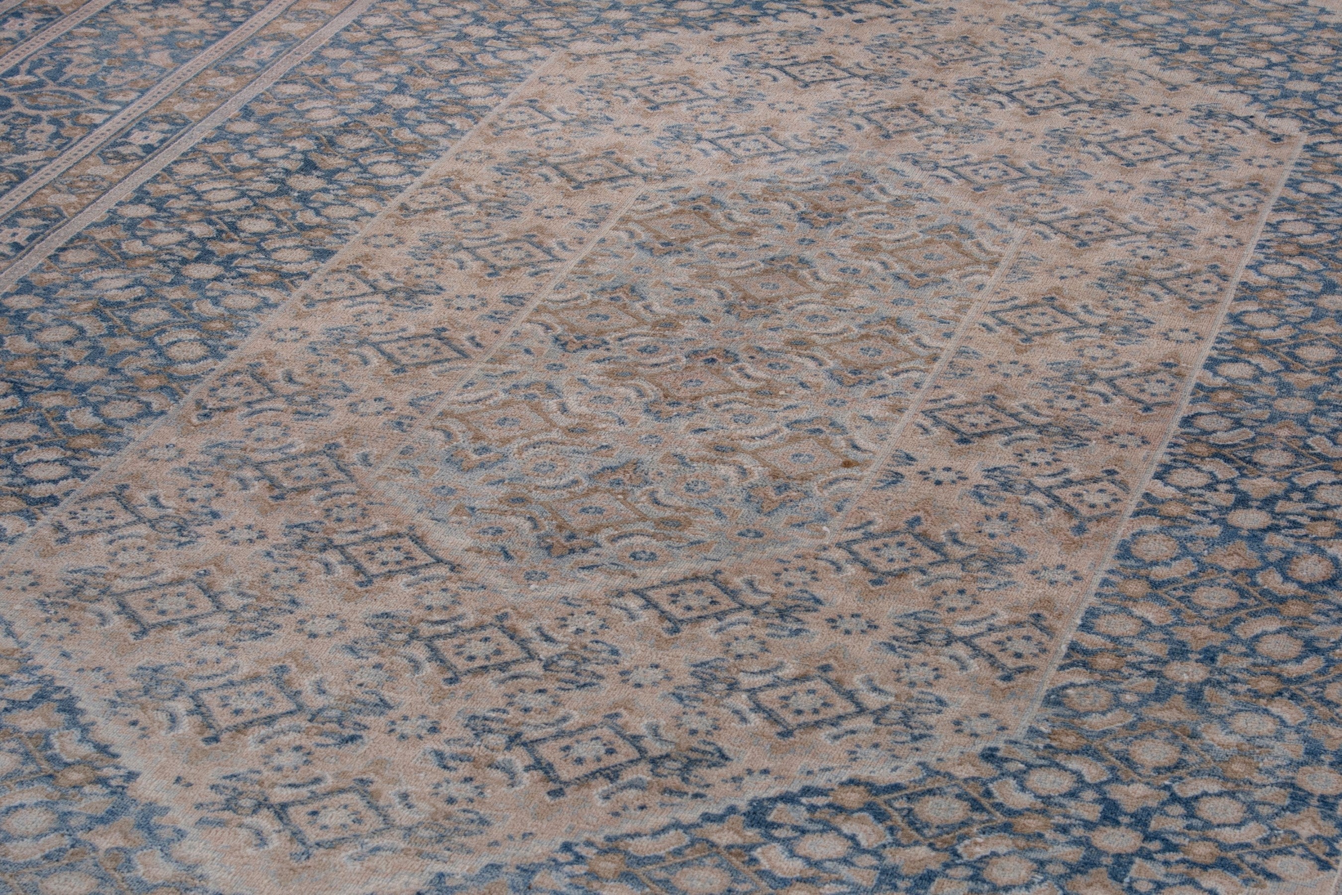 Persian Birjand area rug in cream and dark blue, view 9 of 19