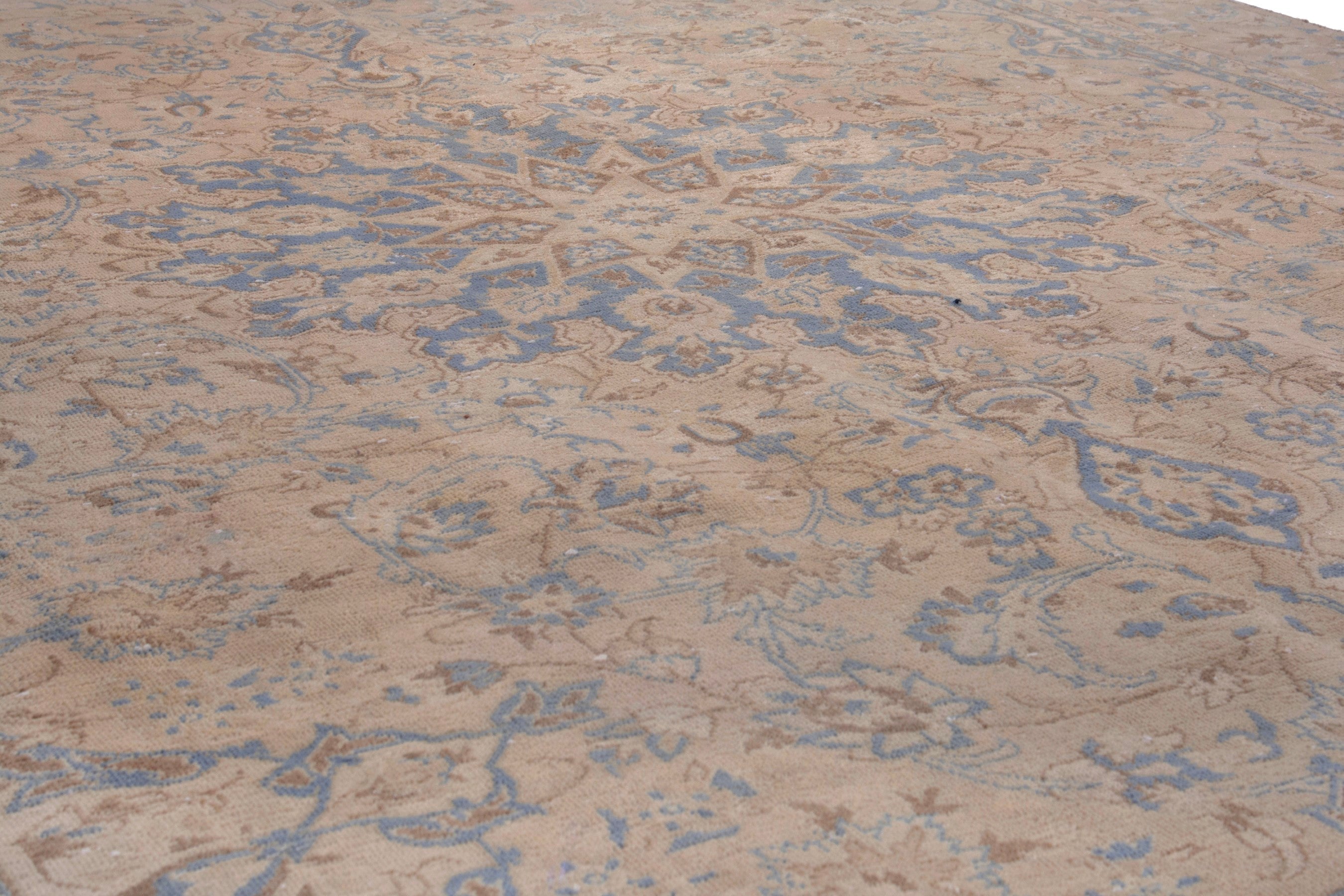 Persian Najafabad oversized rug in beige and denim, view 10 of 19