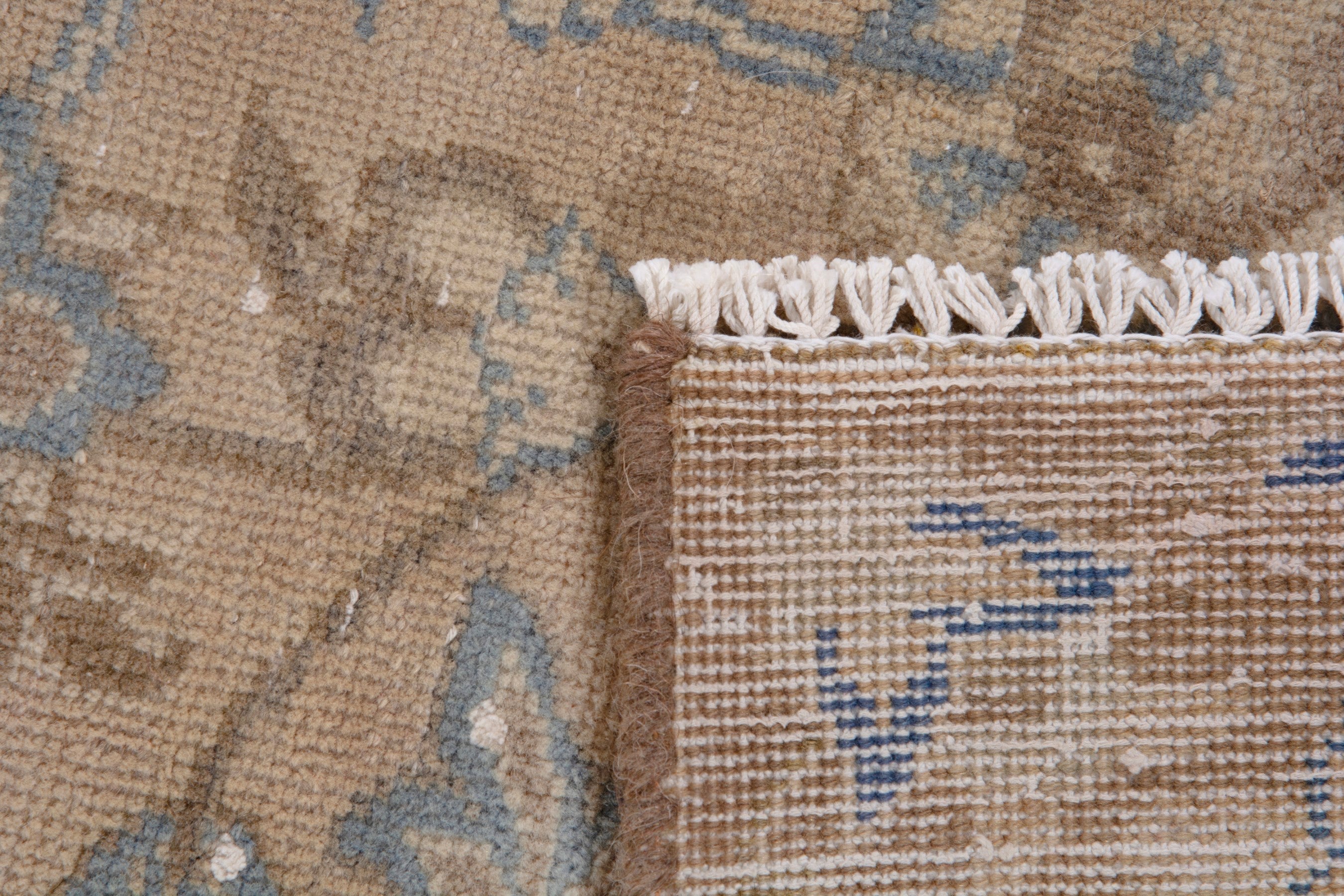 Persian Najafabad oversized rug in beige and denim, view 19 of 19