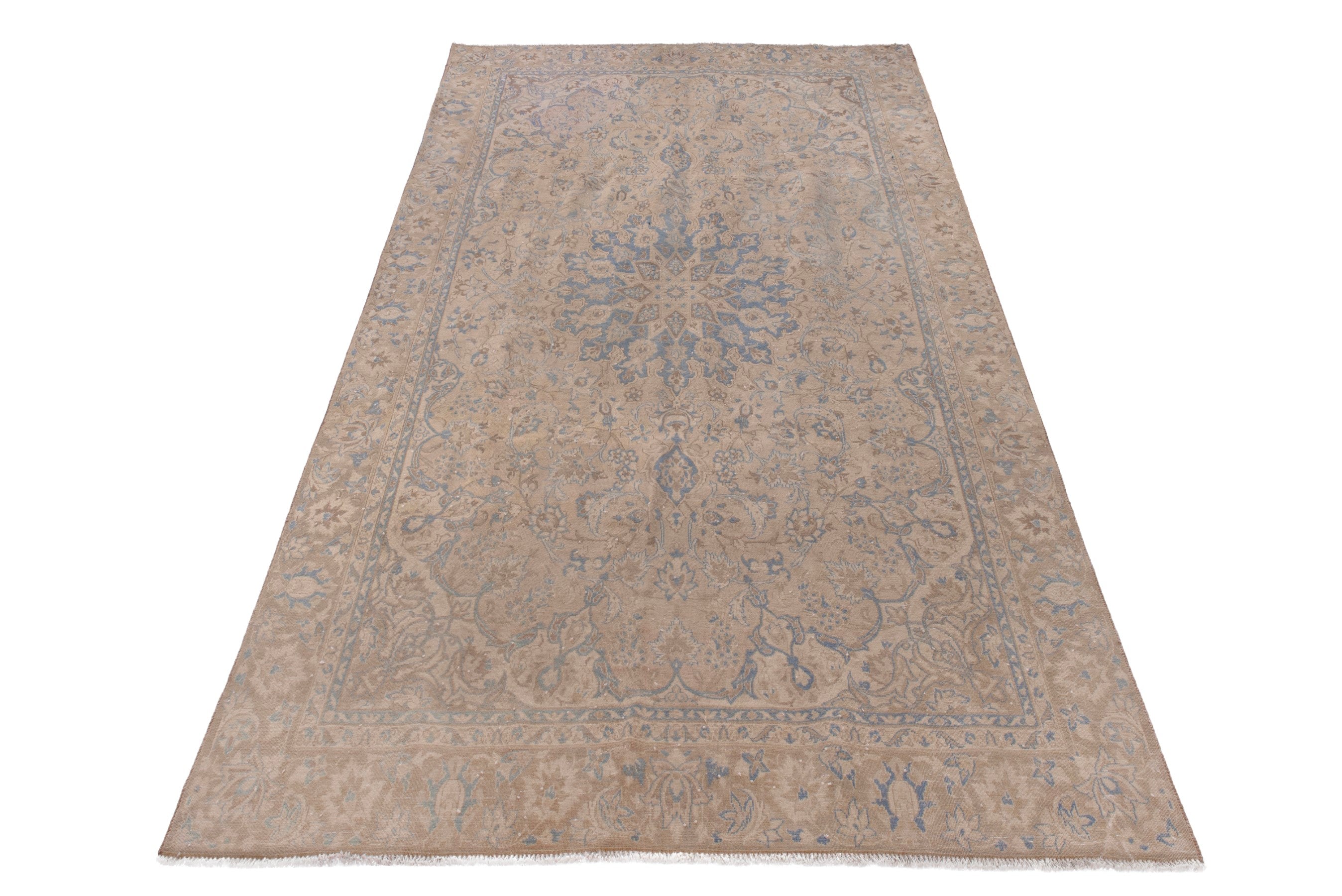 Persian Najafabad oversized rug in beige and denim, view 2 of 19