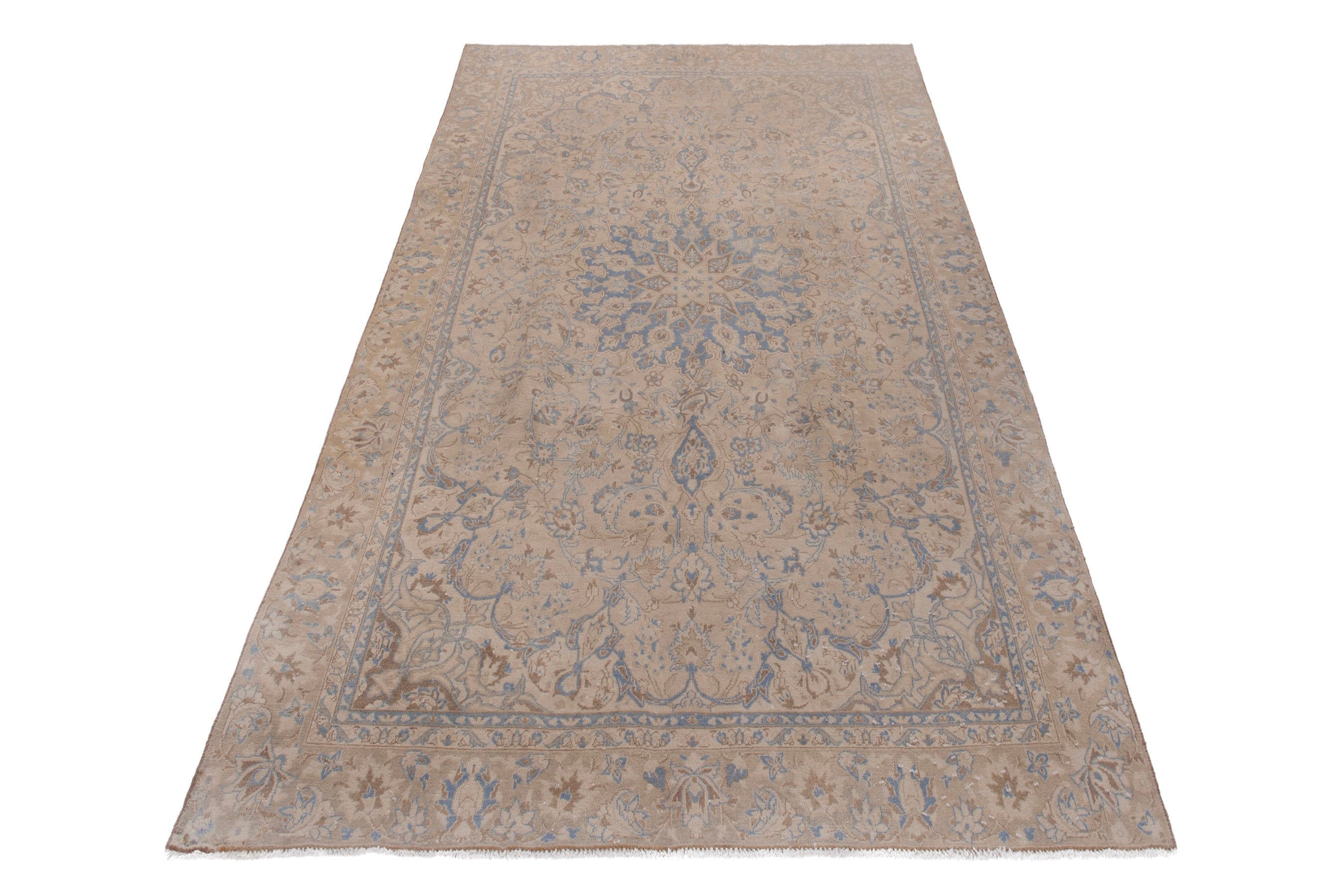 Persian Najafabad oversized rug in beige and denim, view 3 of 19