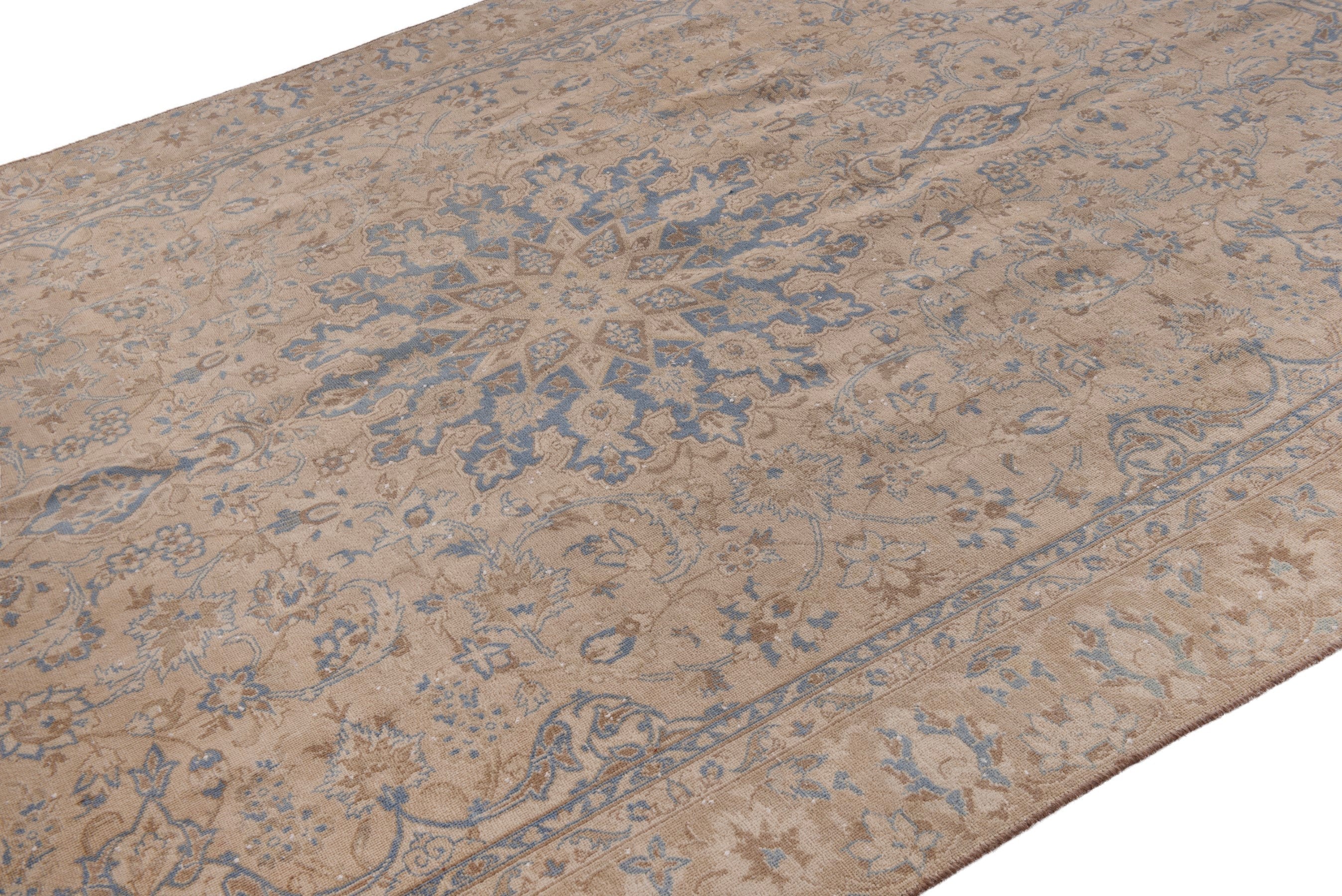 Persian Najafabad oversized rug in beige and denim, view 6 of 19