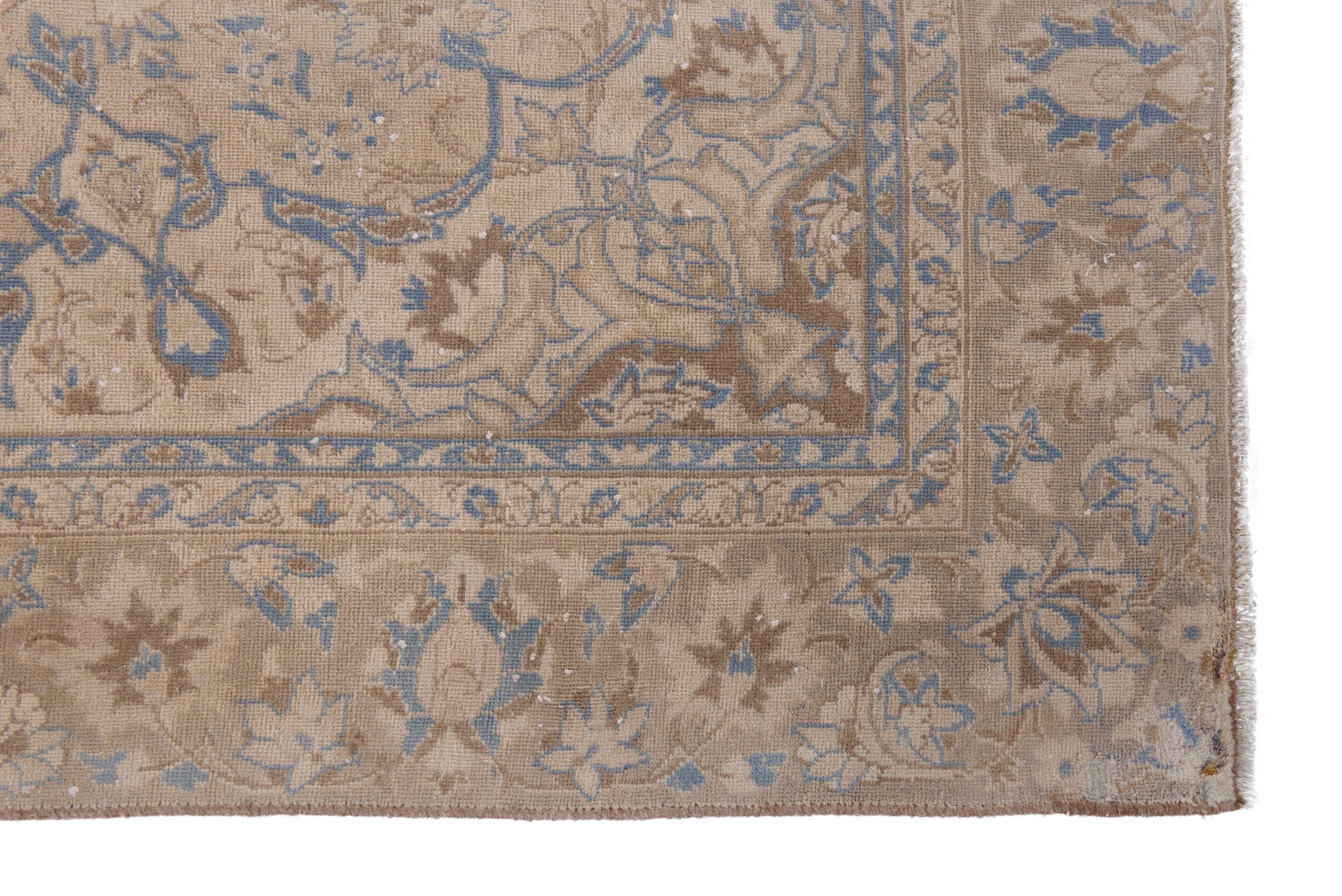 Persian Najafabad oversized rug in beige and denim, view 5 of 19
