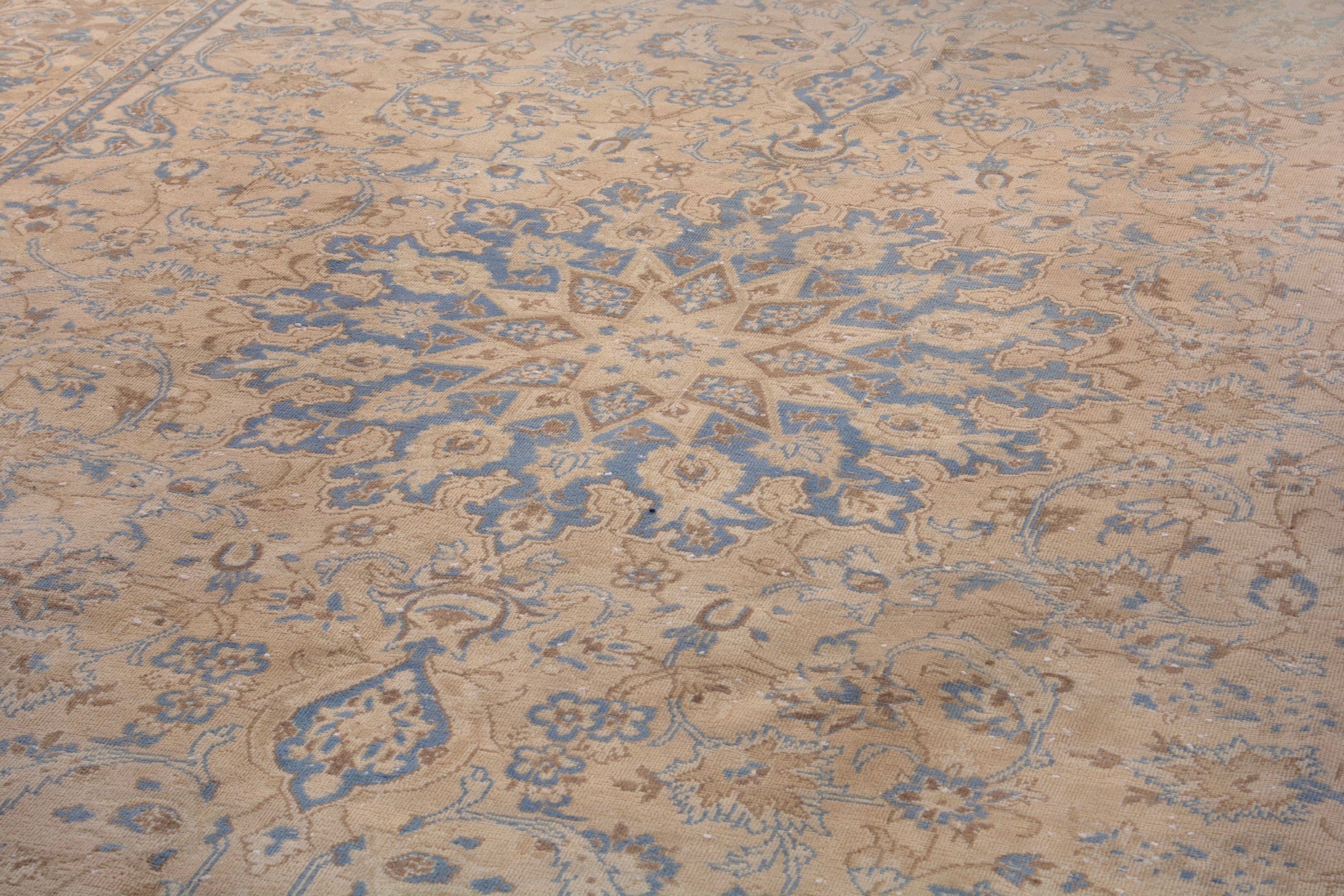 Persian Najafabad oversized rug in beige and denim, view 9 of 19
