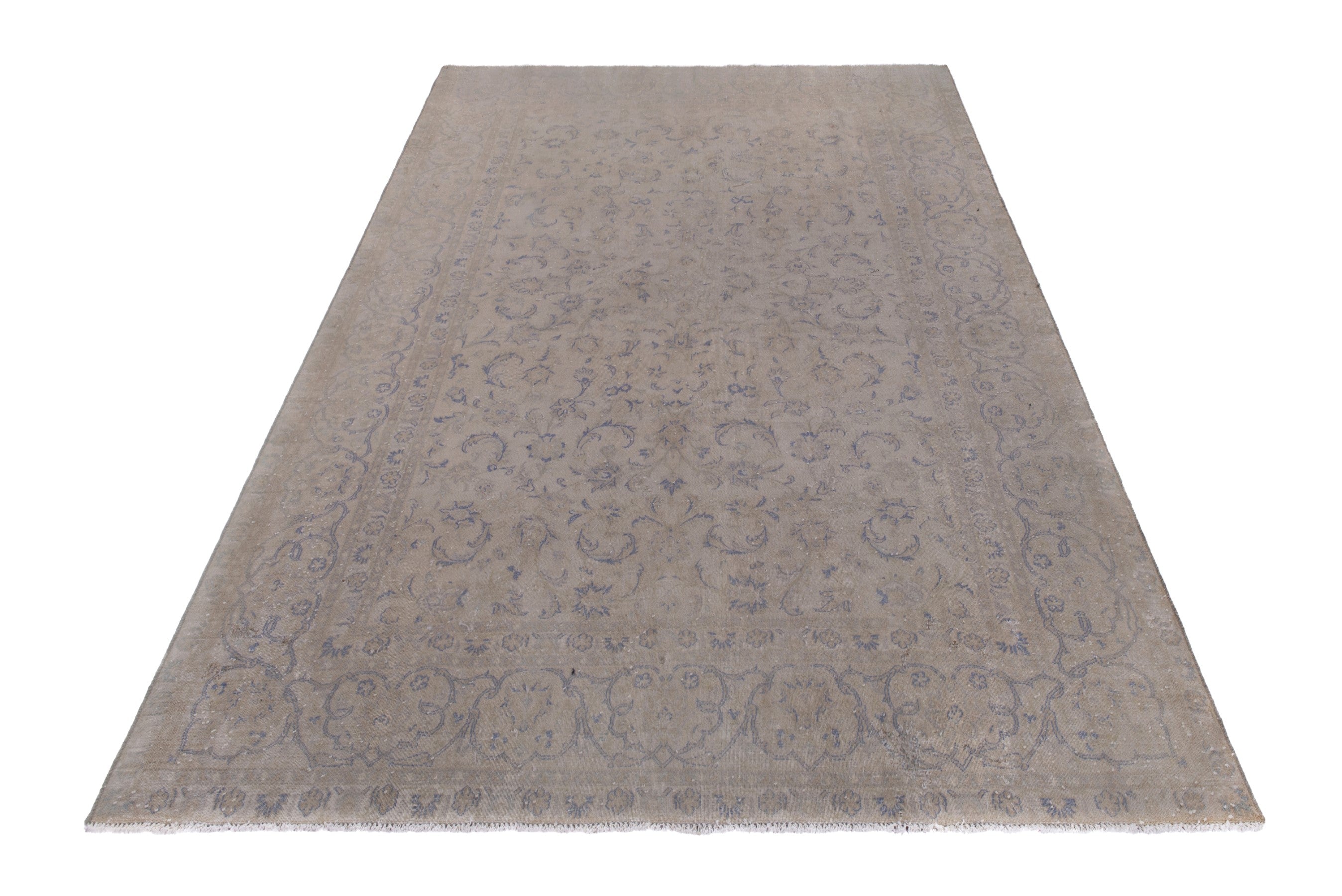 Persian Kashan oversized rug in greige and taupe, view 3 of 16