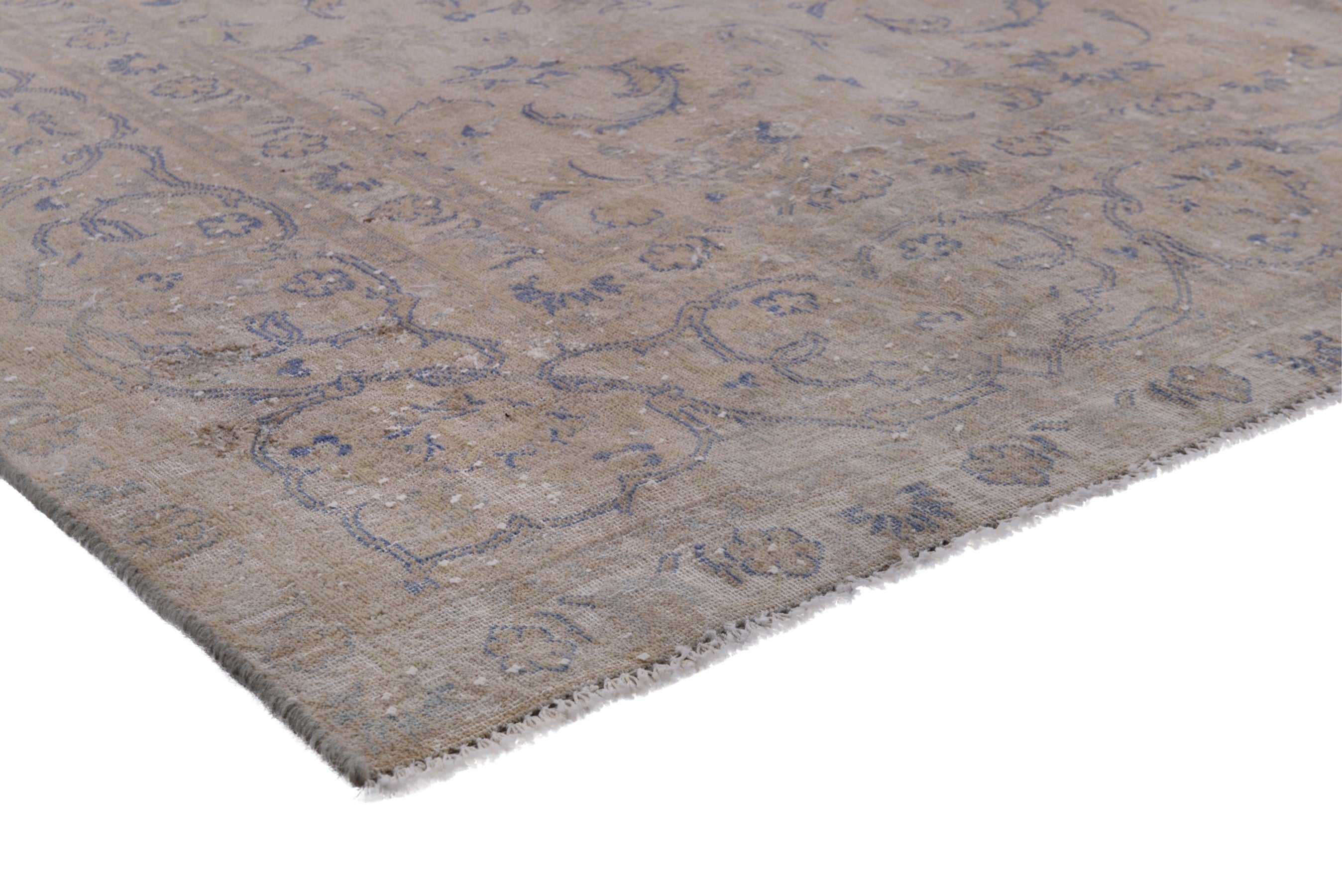 Persian Kashan oversized rug in greige and taupe, view 4 of 16