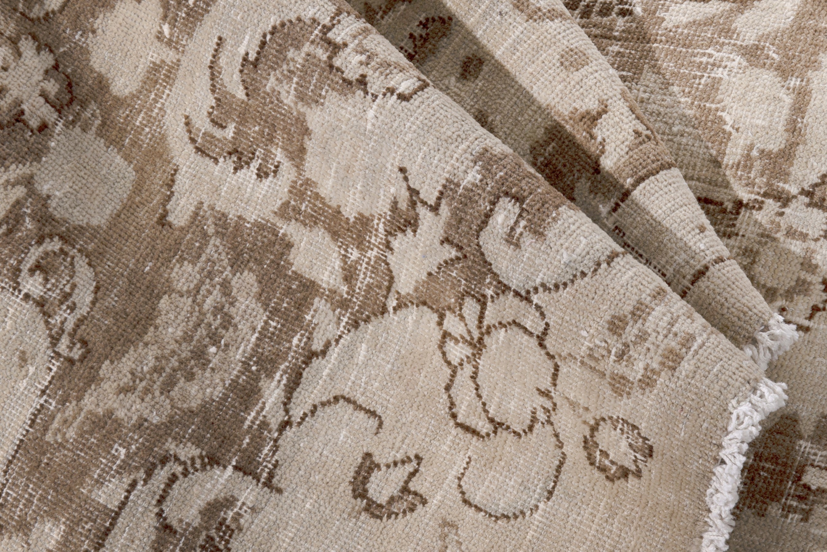 Persian Mashhad oversized rug in cream and taupe, view 14 of 18