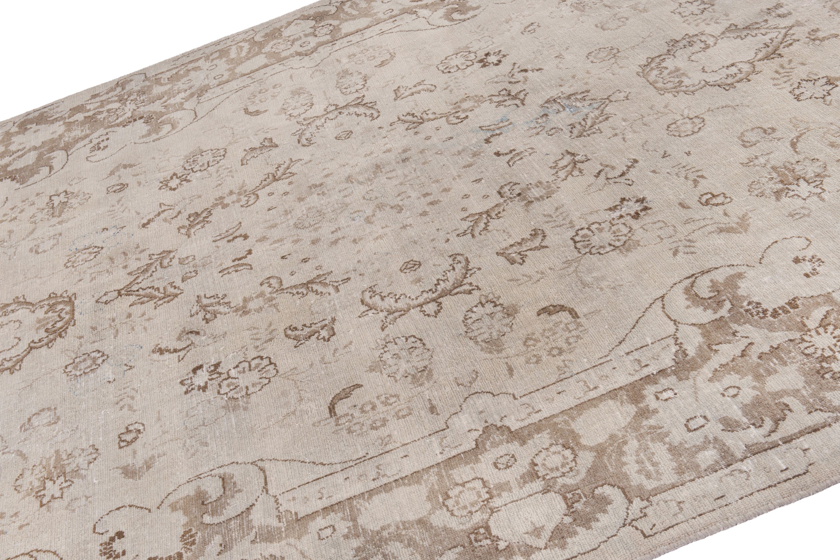 Persian Mashhad oversized rug in cream and taupe, view 6 of 18