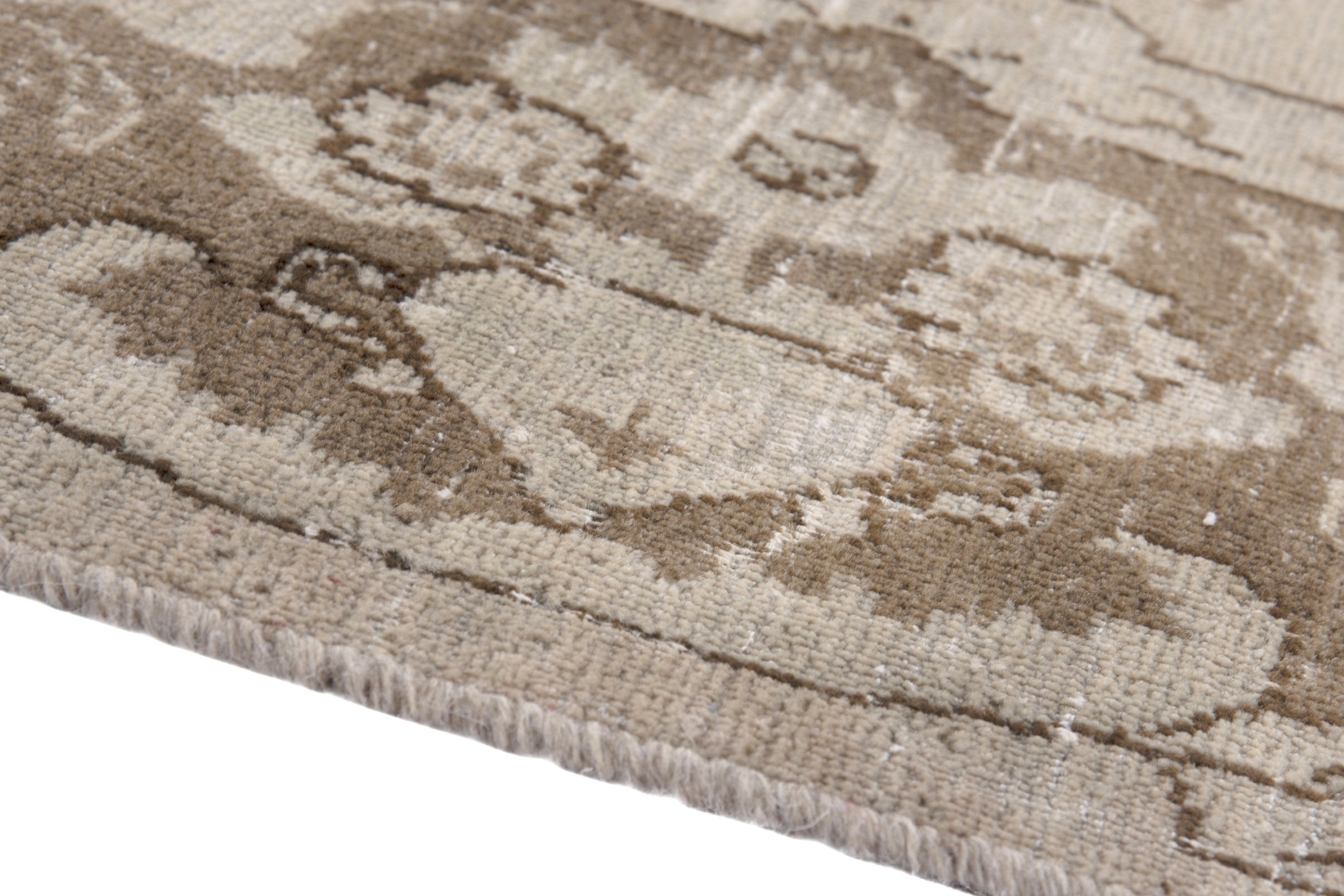 Persian Mashhad oversized rug in cream and taupe, view 8 of 18
