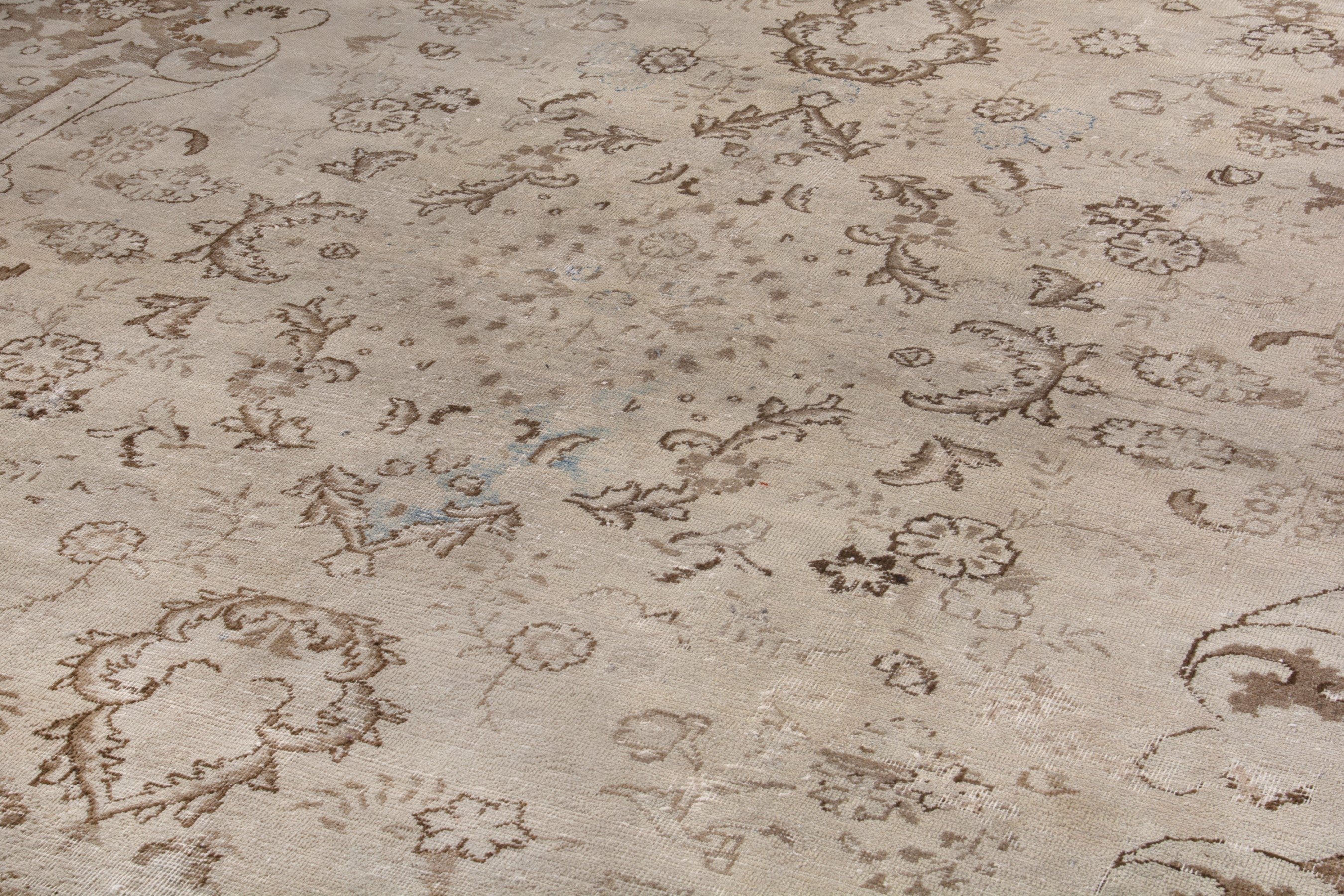 Persian Mashhad oversized rug in cream and taupe, view 9 of 18