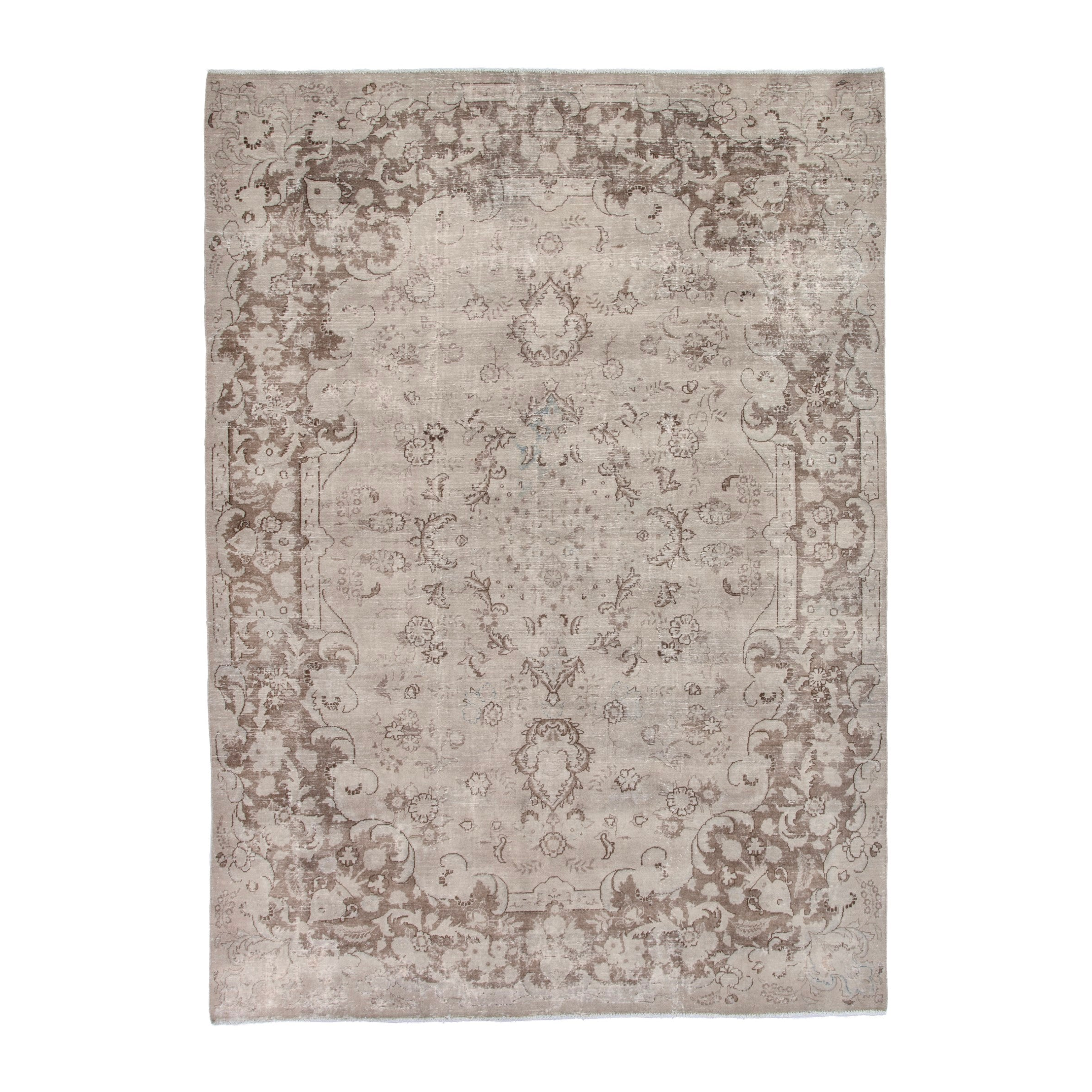 Persian Mashhad oversized rug in cream and taupe, 8'5" x 11'10"