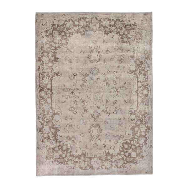 Persian Mashhad oversized rug in cream and taupe, 8'5" x 11'10"