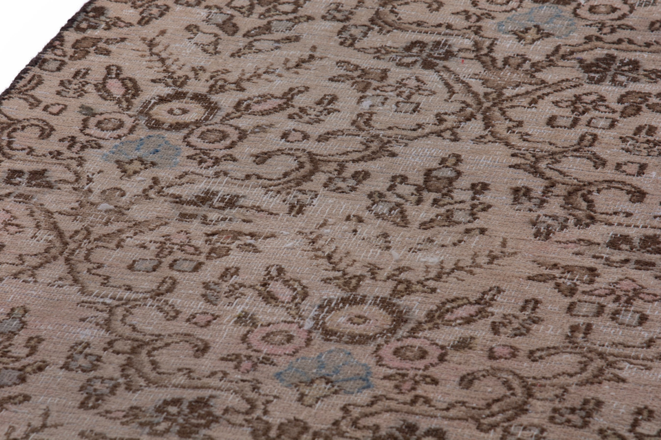 Persian Birjand runner rug in taupe and faded red, view 9 of 17
