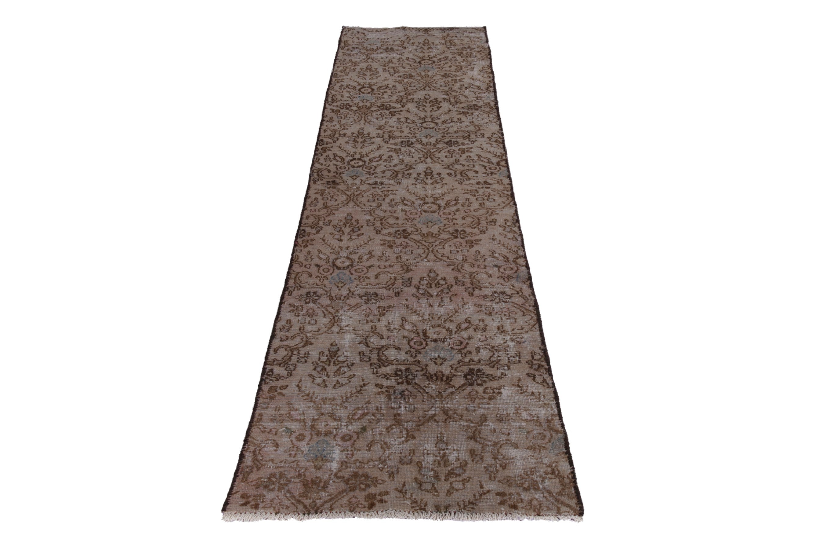 Persian Birjand runner rug in taupe and faded red, view 2 of 17