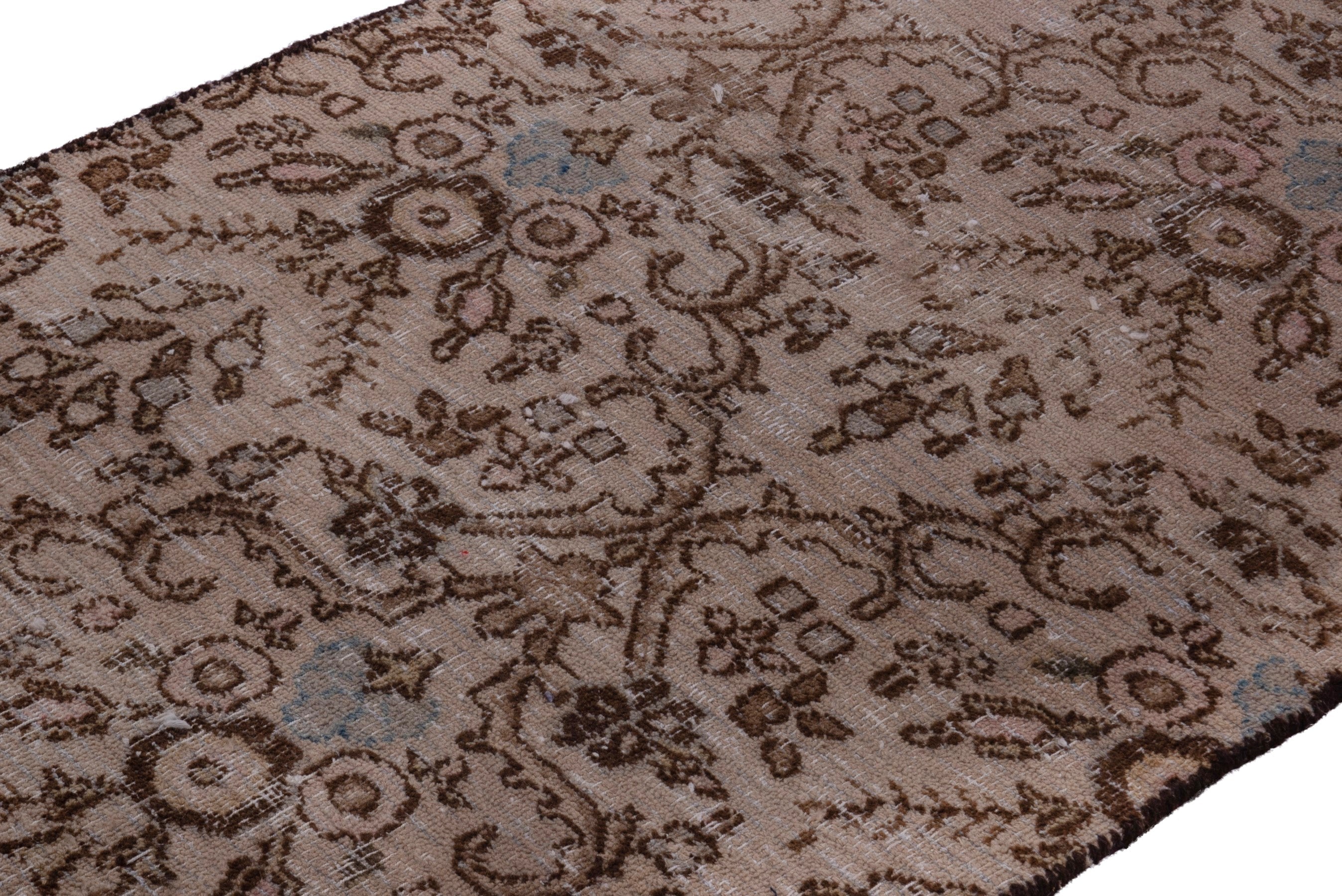 Persian Birjand runner rug in taupe and faded red, view 6 of 17