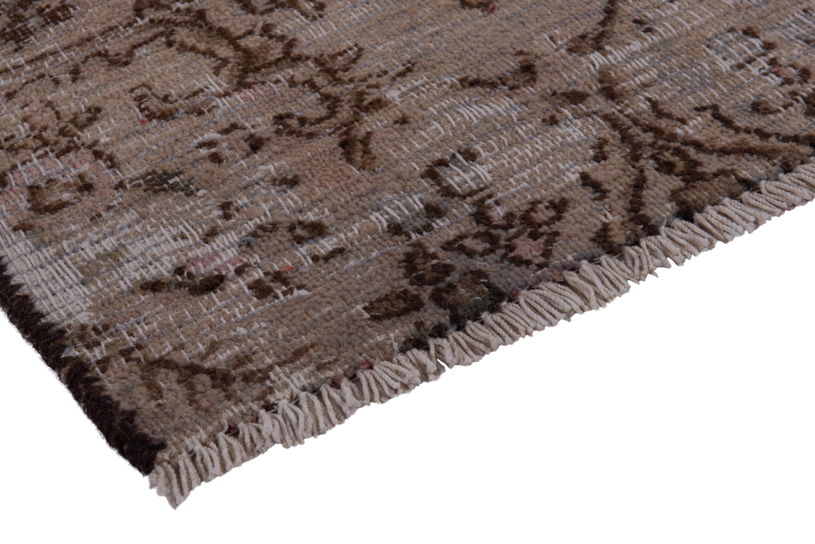 Persian Birjand runner rug in taupe and faded red, view 4 of 17