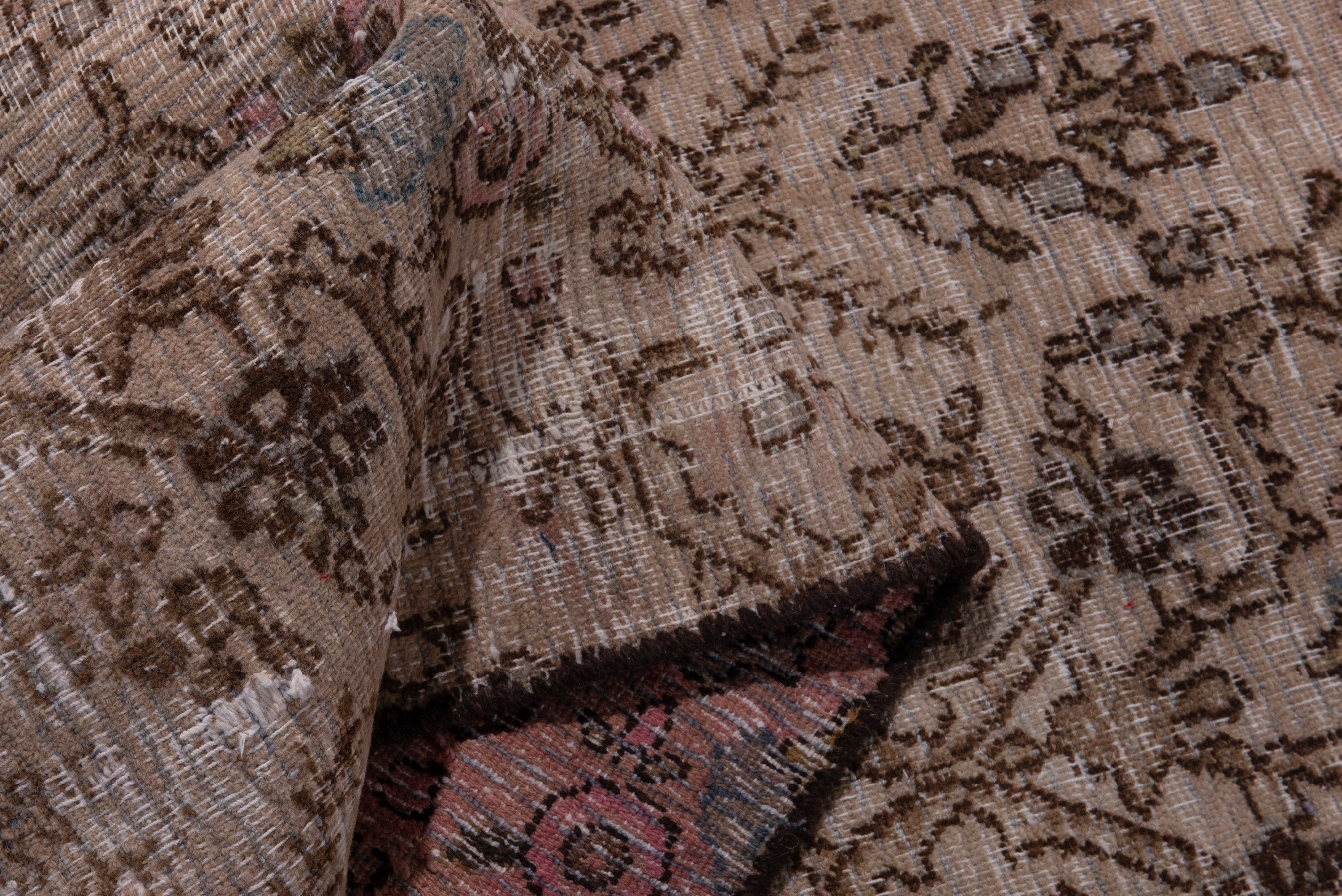 Persian Birjand runner rug in taupe and faded red, view 15 of 17