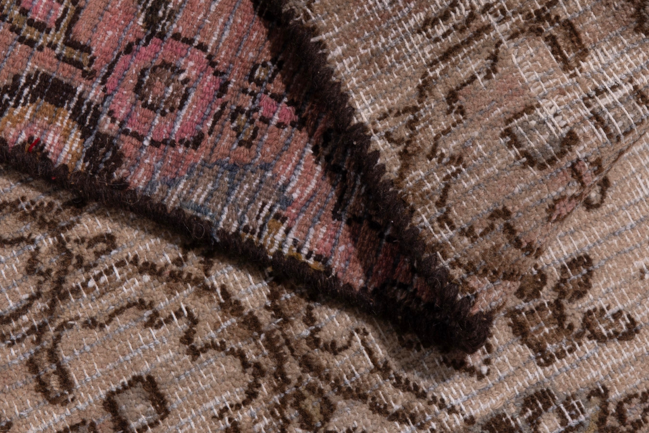 Persian Birjand runner rug in taupe and faded red, view 16 of 17