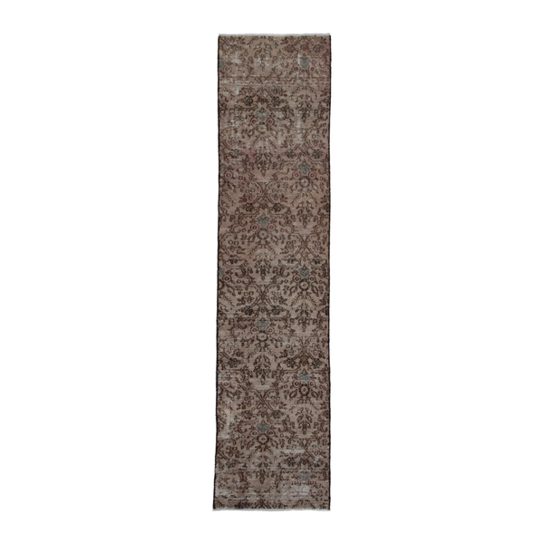 Persian Birjand runner rug in taupe and faded red, 2'4" x 10'7"