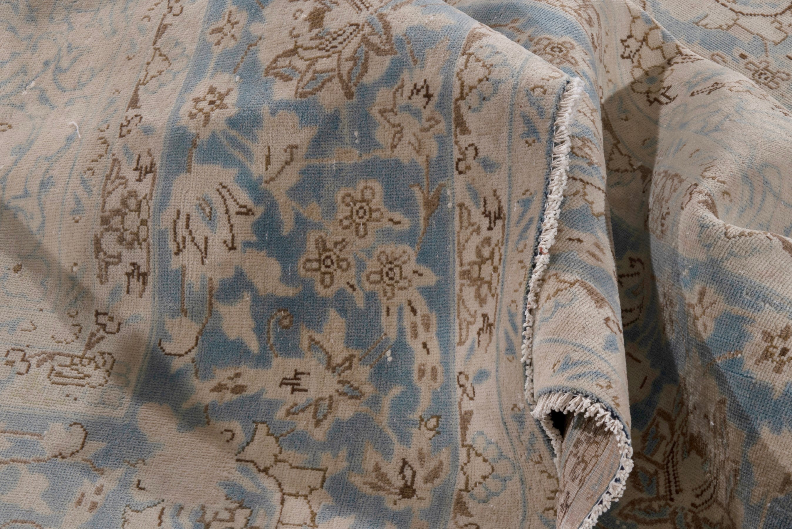 Persian Najafabad oversized rug in cream and slate blue, view 15 of 19